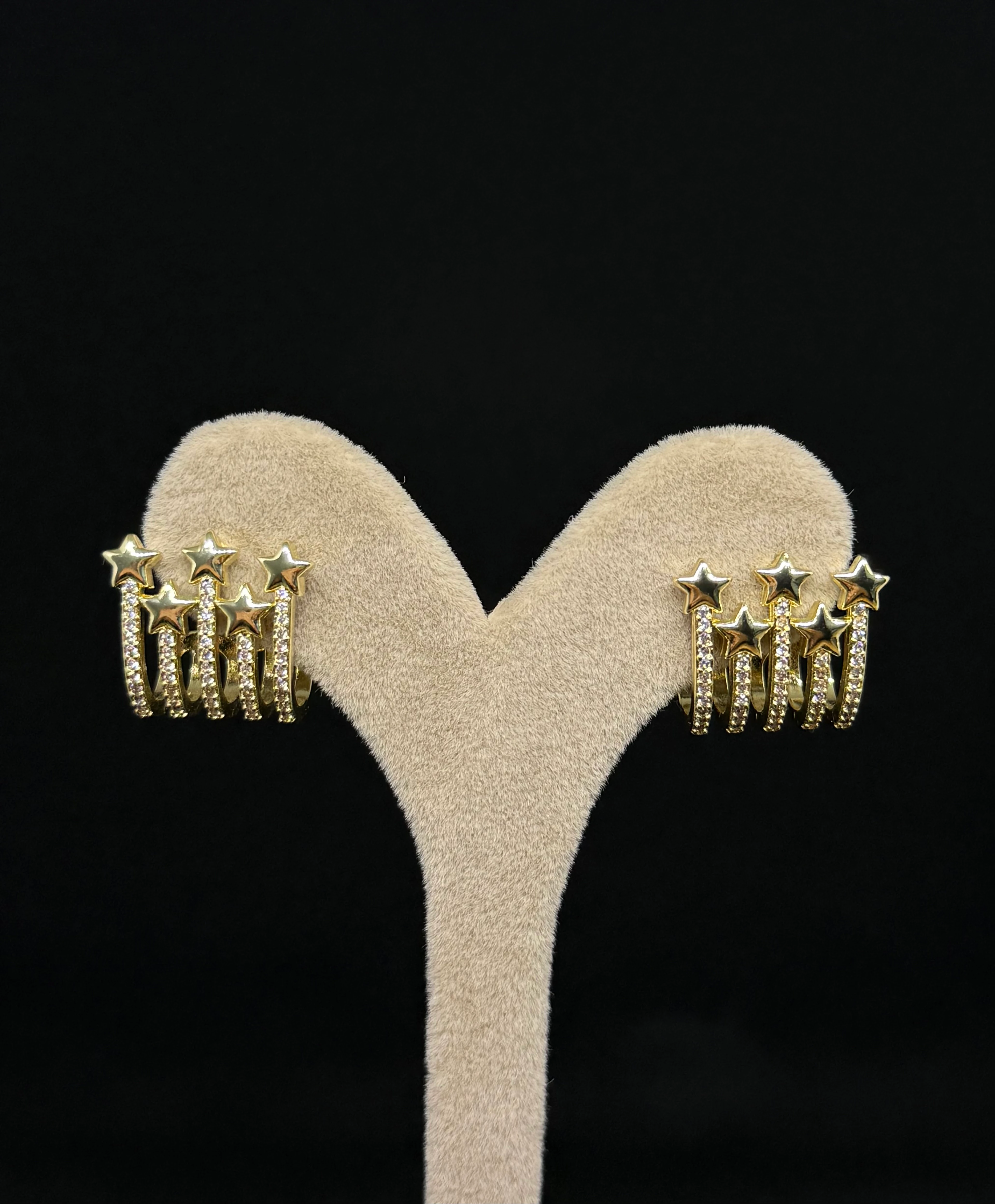 Özel Seri Zirkon Taşlı Çoklu Yıldız Küpe 