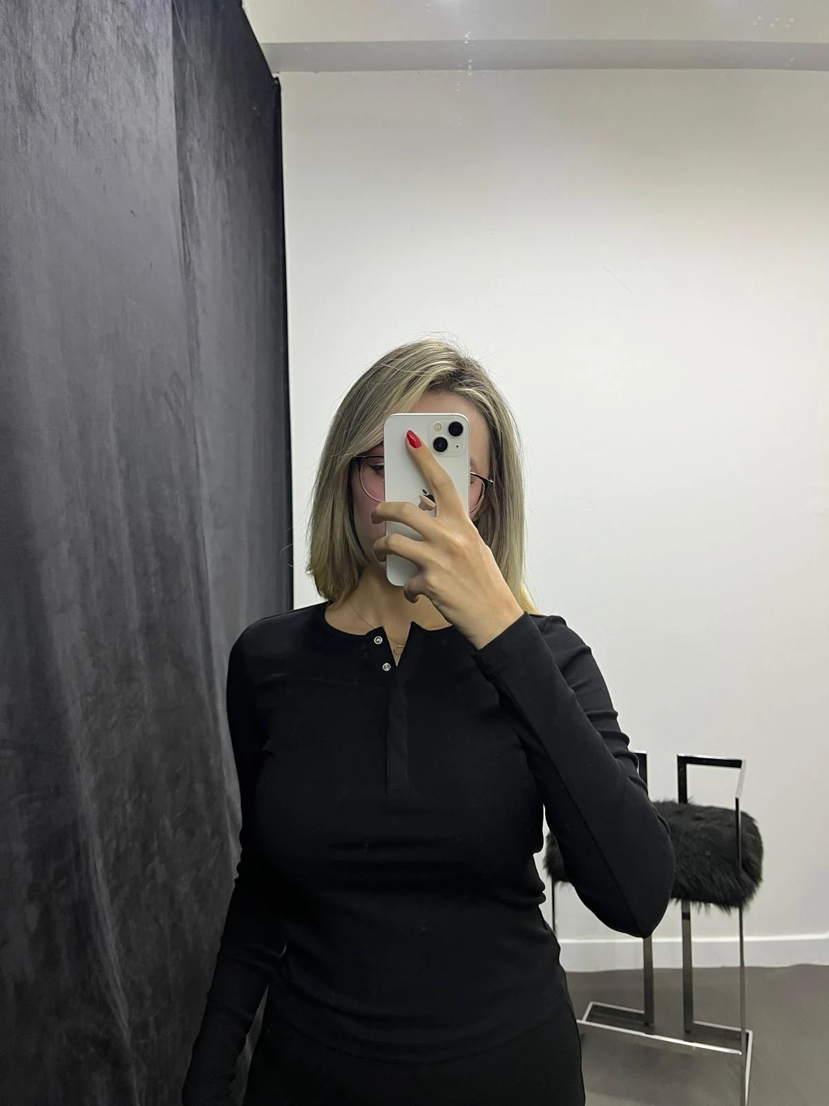 Bisiklet Yaka Çıtçıt Detaylı Uzun Kollu Basic siyah 