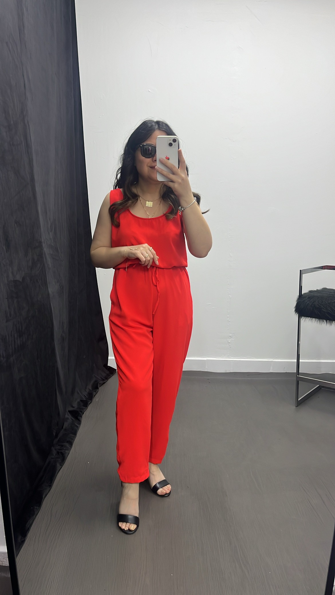 Beli Lastikli Cep Detaylı Nar Çiçeği Tulum