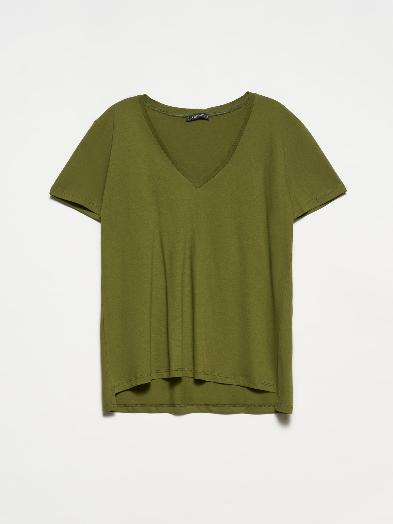 V Yaka Basic Tshirt Haki