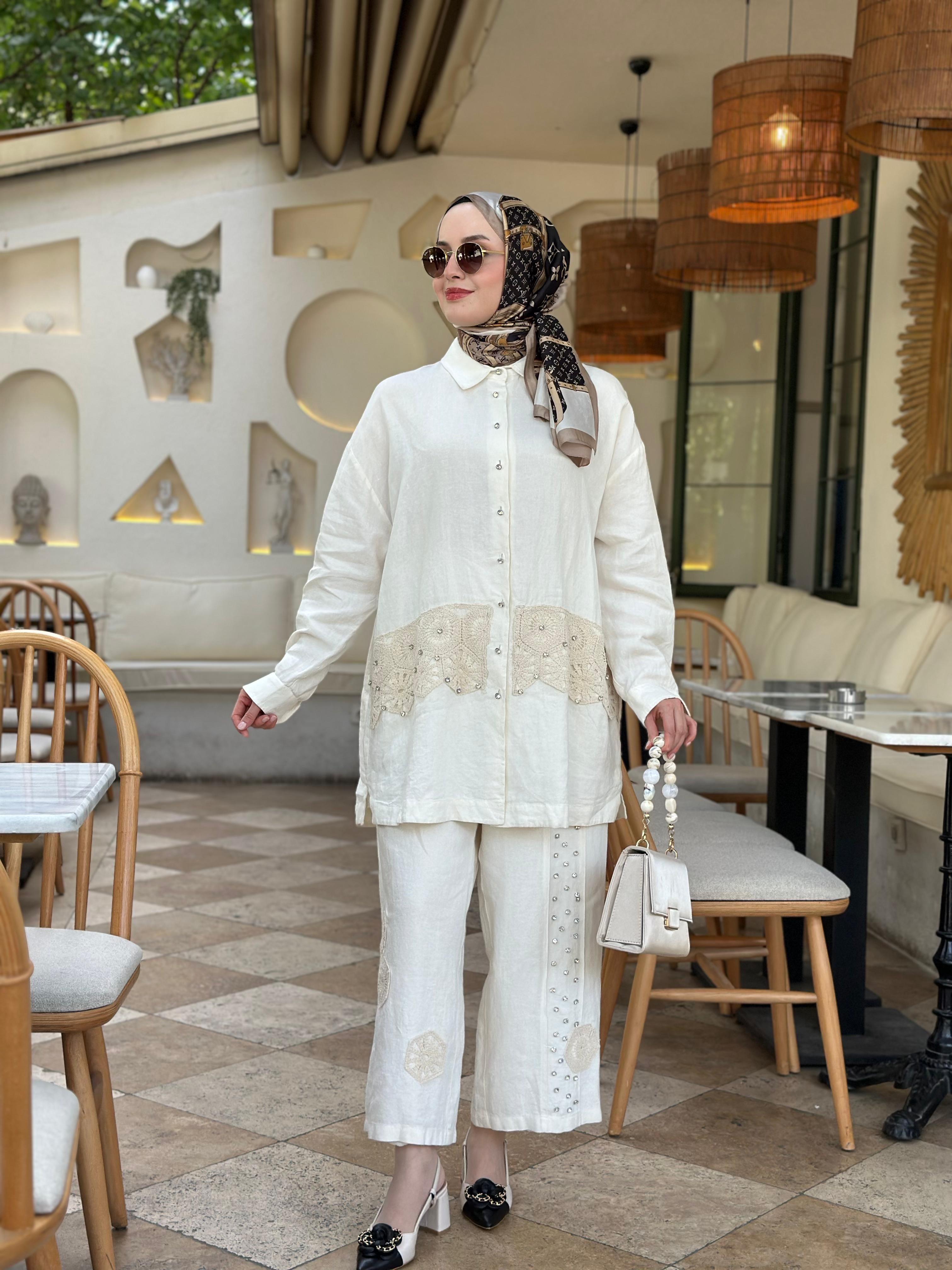 Ghisa 4699 Keten Dantelli Takım