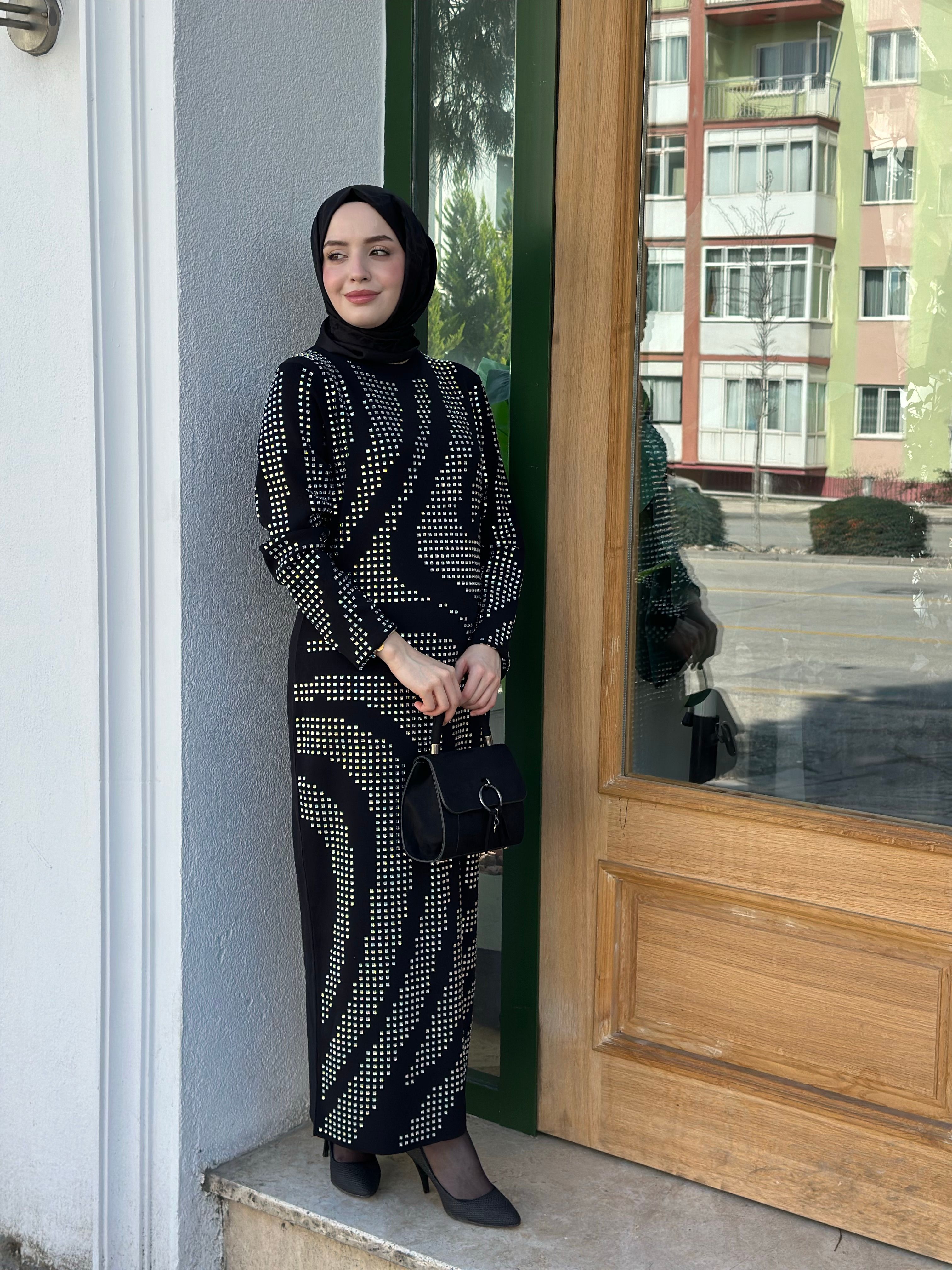 Ghisa Taşlı Merserize elbise