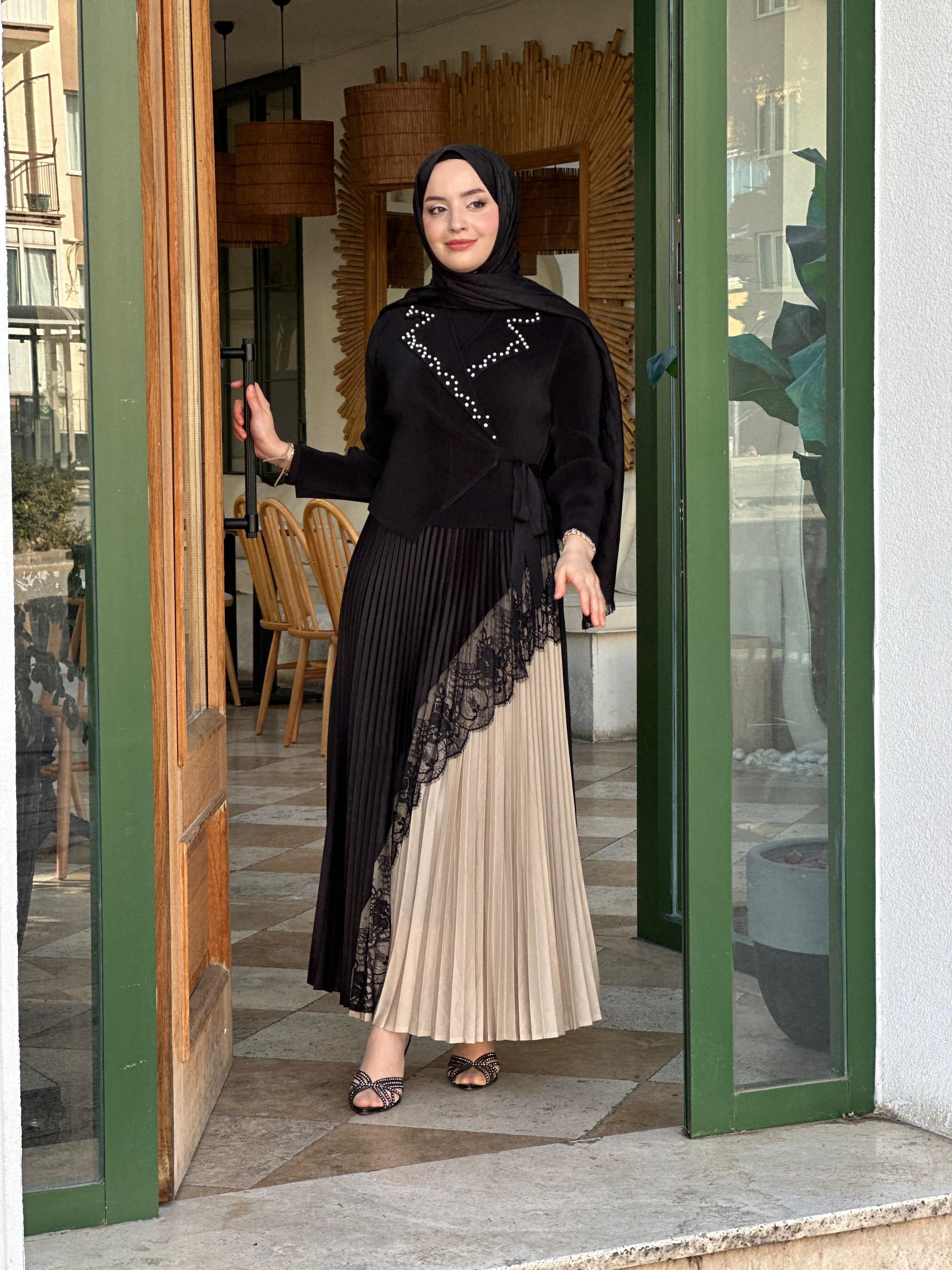 İTHAL M 53 ETEĞİ DANTEL DETAYLI ELBİSE