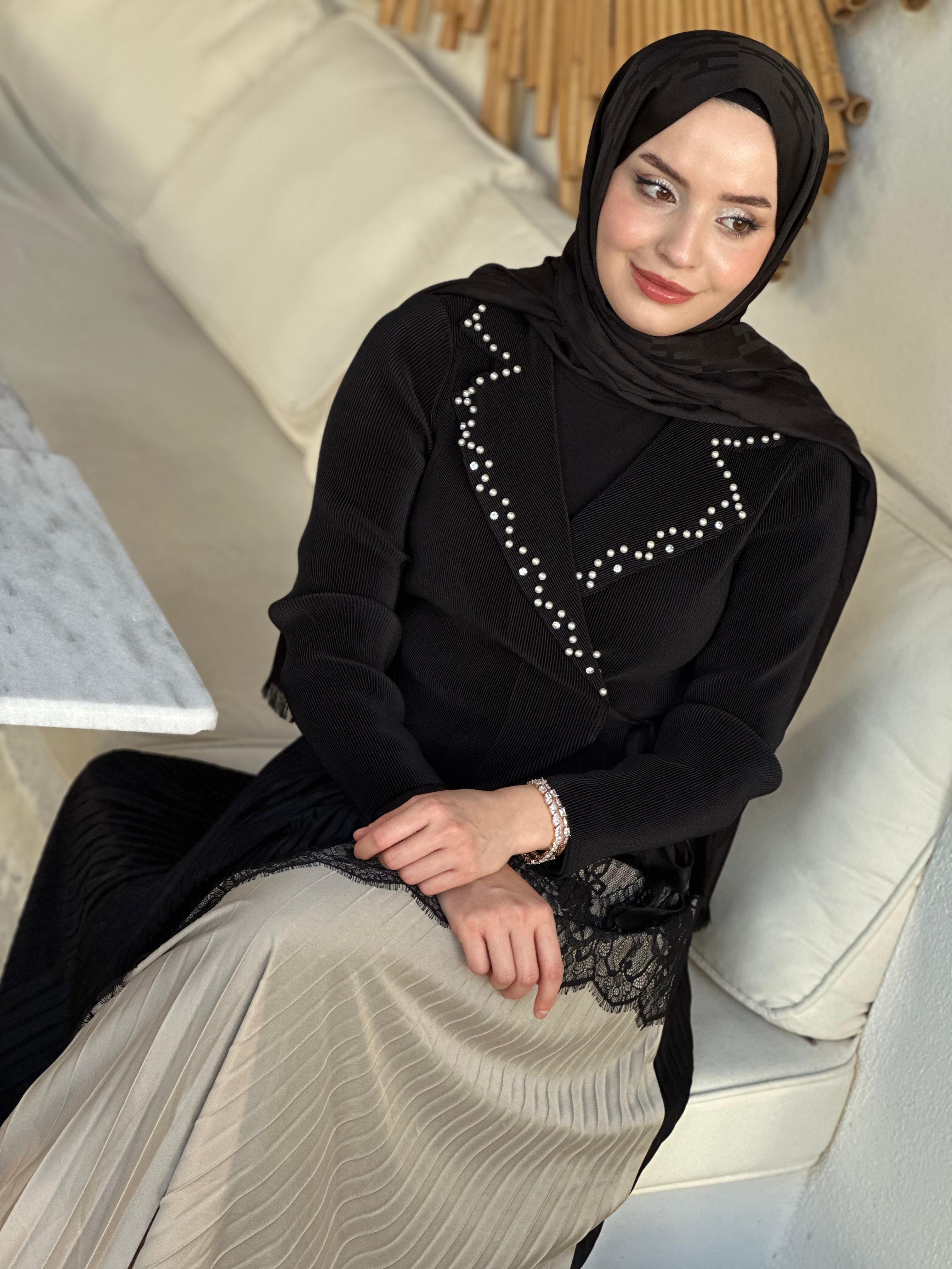 İTHAL M 53 ETEĞİ DANTEL DETAYLI ELBİSE