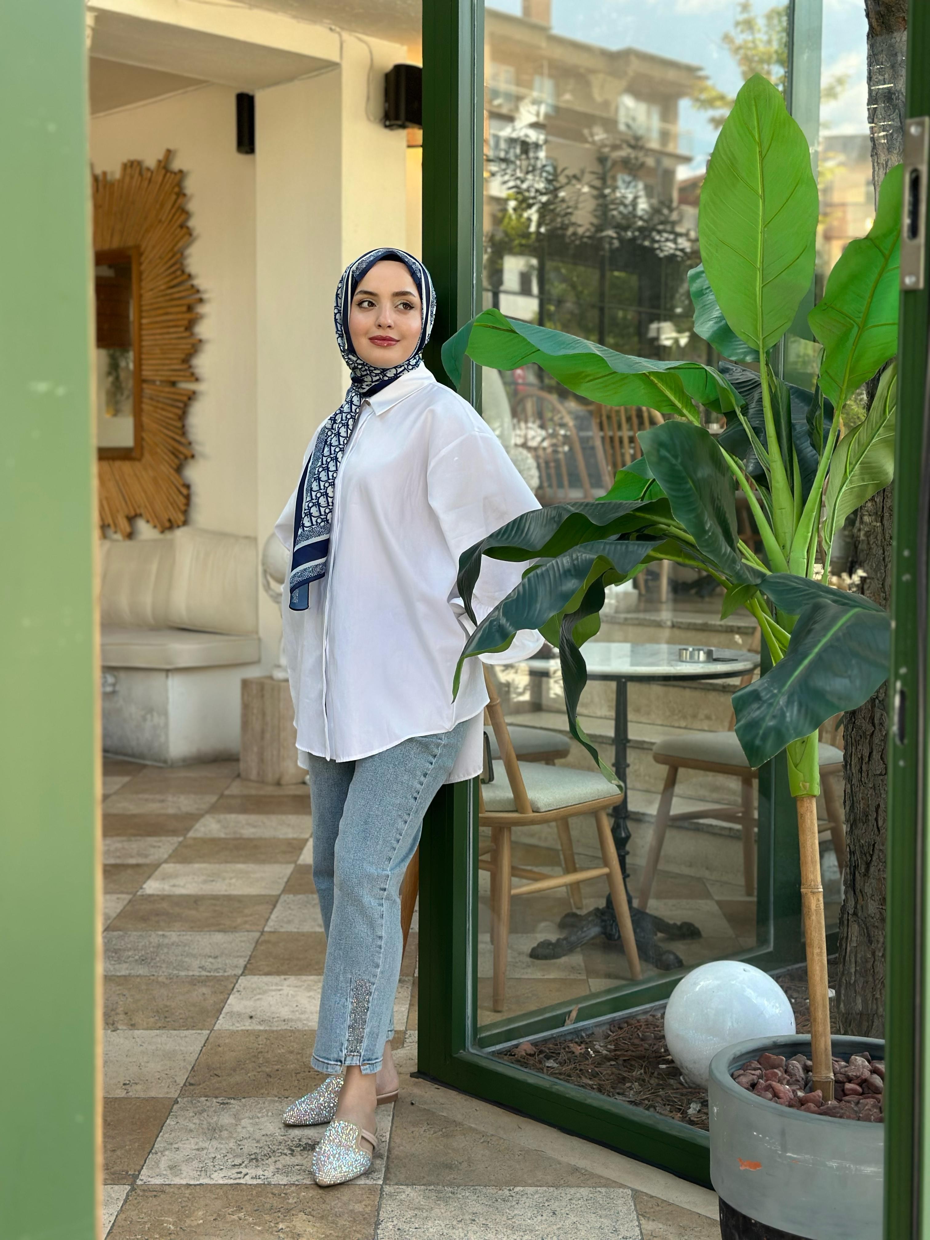 Ayşe Akay 1263 Taşlı Kot - Açık Mavi