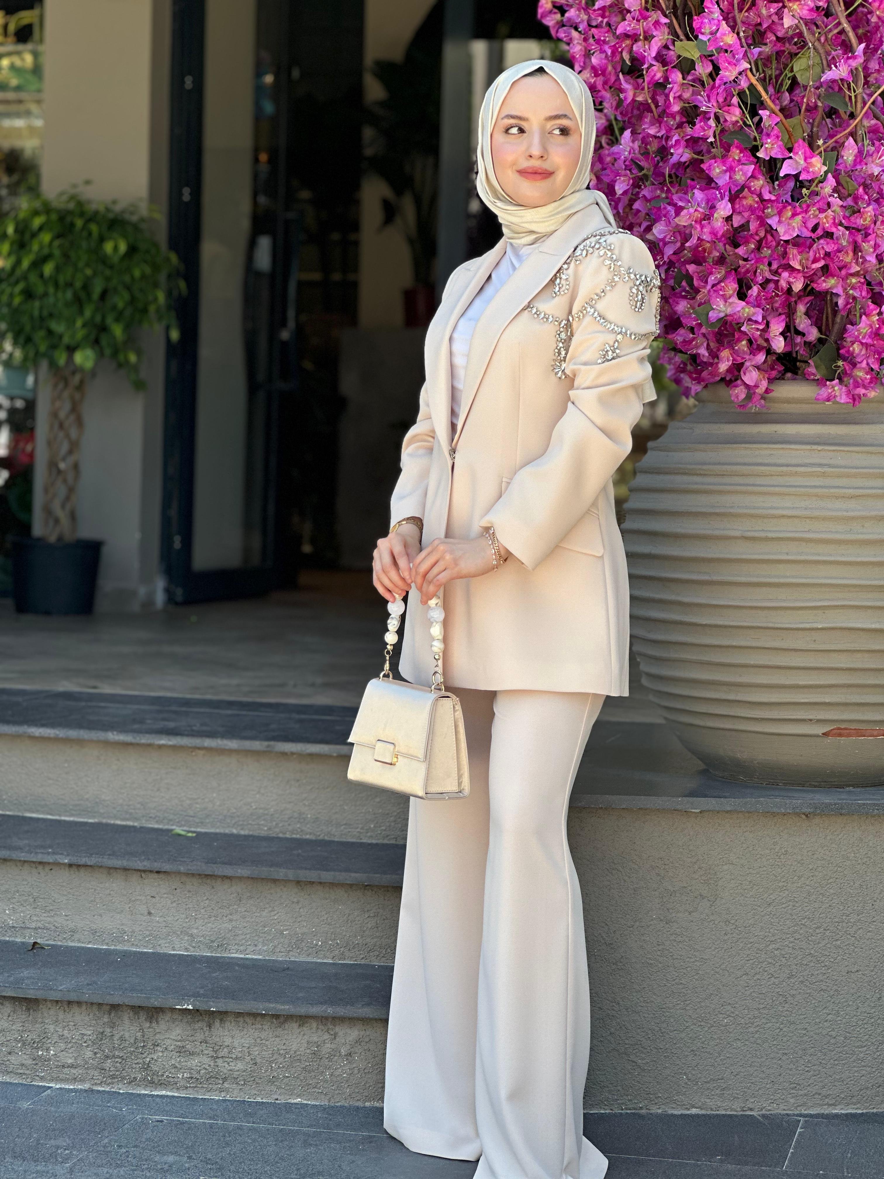 Jamila Sarah 9008 Omzu Taş İşlemeli Takım 