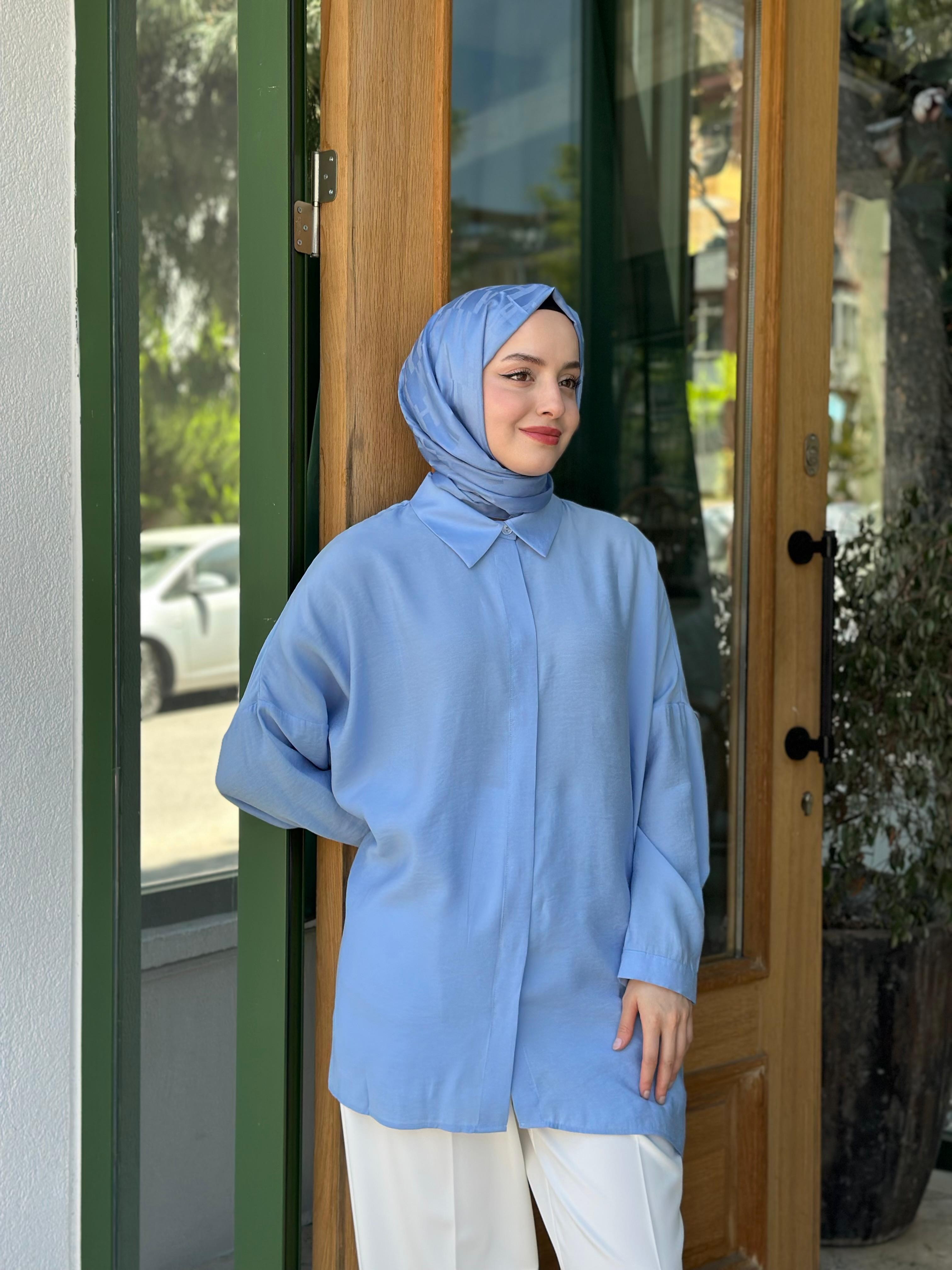 Nuss Yarasa Kol Tunik 3001 - Mavi