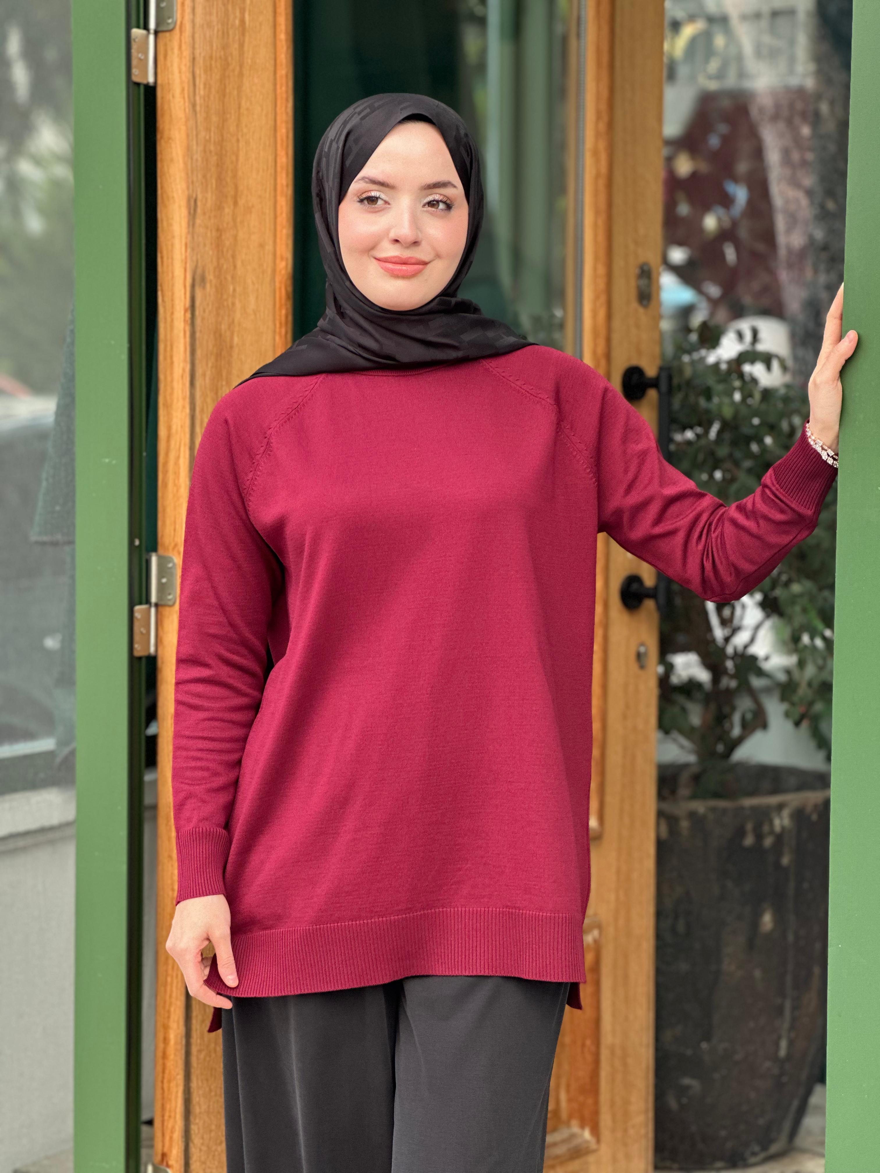 MERSERİZE 219 YARIM BALIKÇI KAZAK BORDO - Bordo