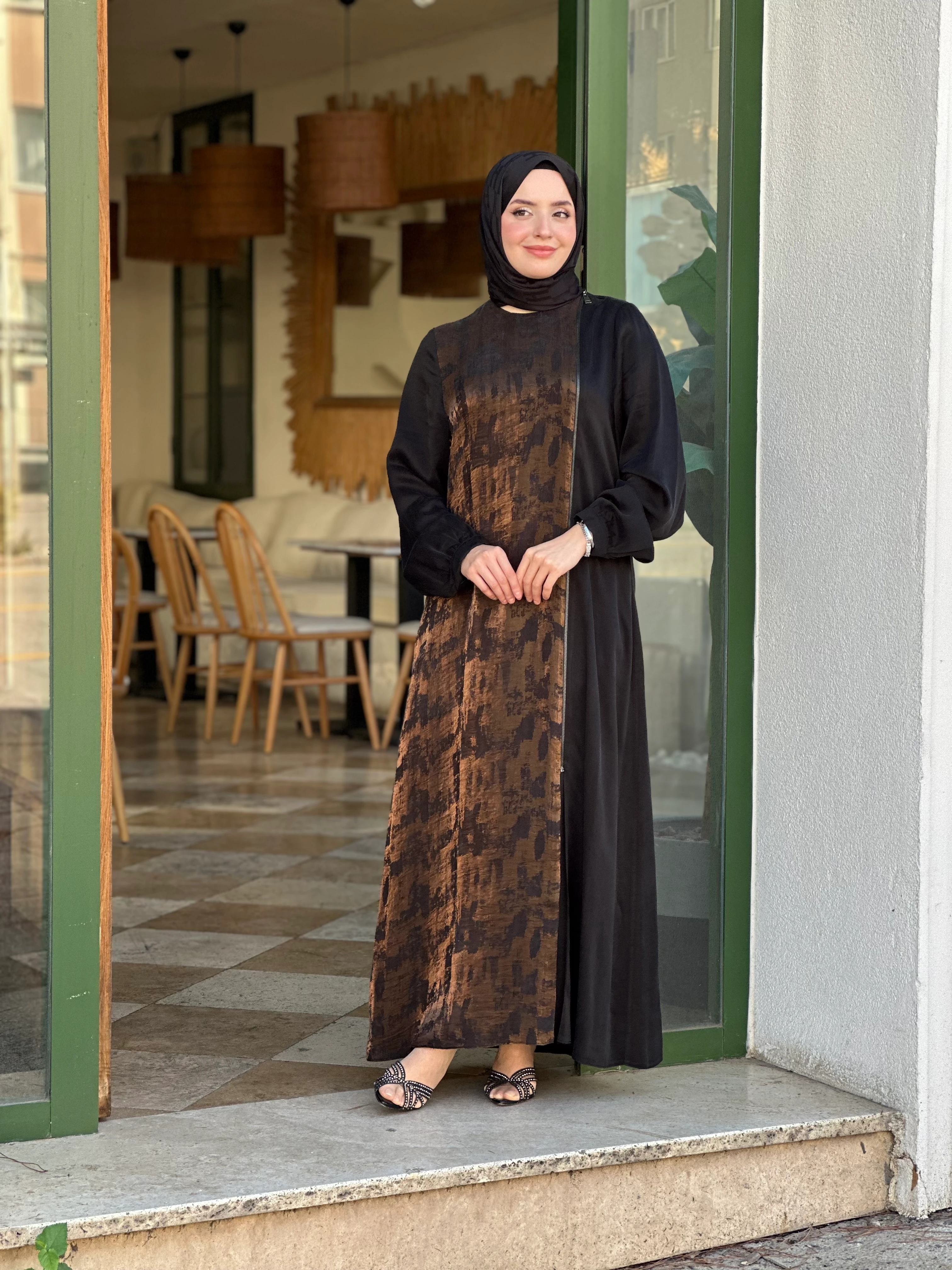 Nuss 2010 İpek Fermuar Detaylı 2 Renkli Elbise