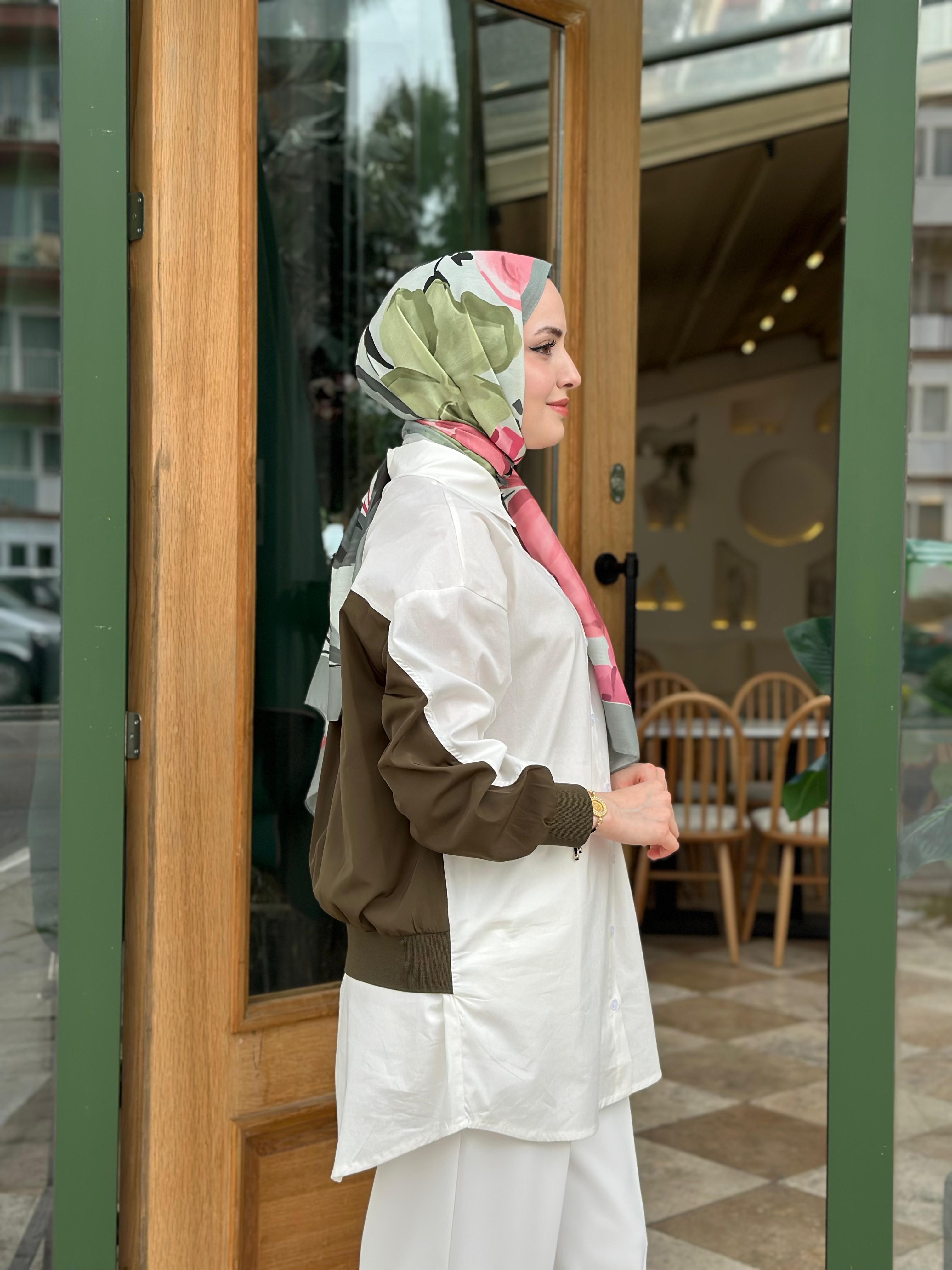 AHİ 6060 Arkası Renkli Tunik - Haki