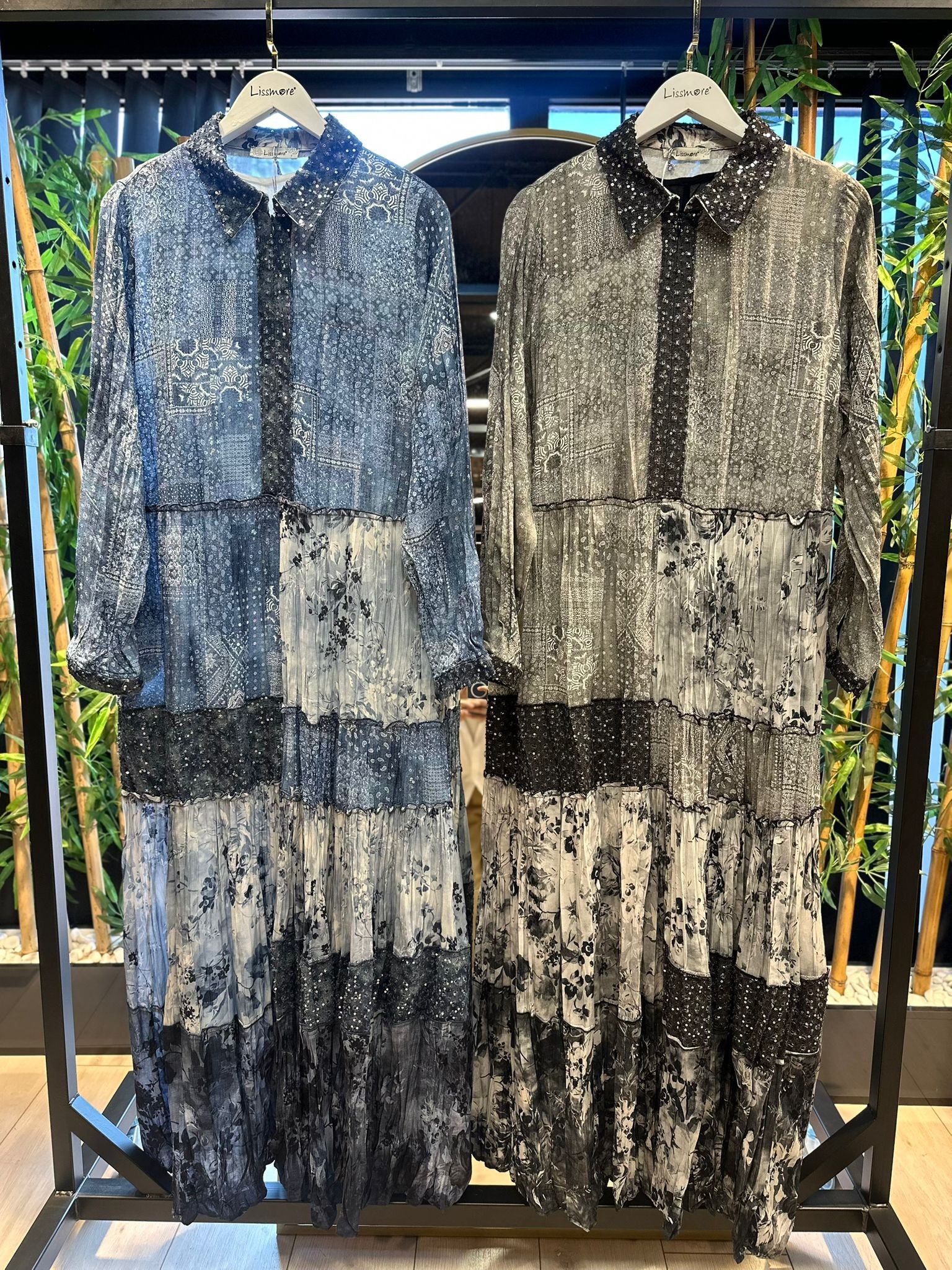 Lissmore Patchwork Elbise - Mavi