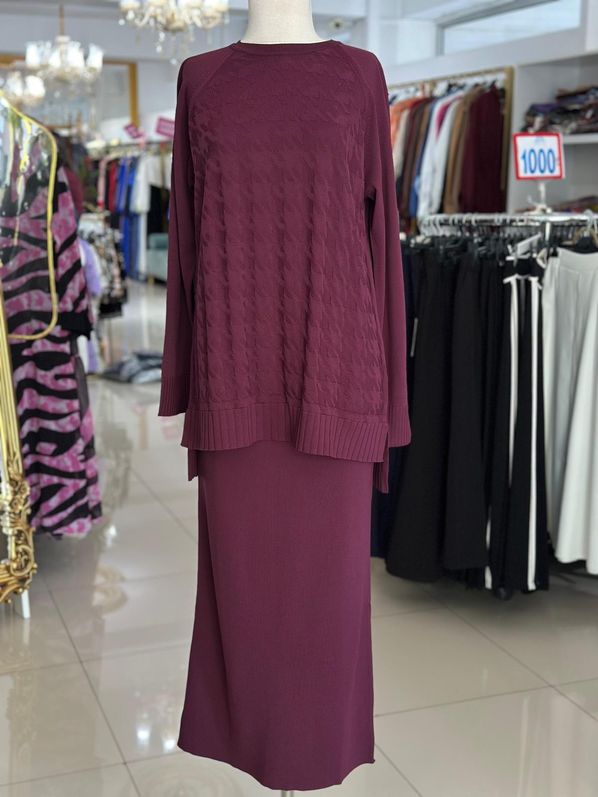 Nuss 1350 Kazayağı Merserize Etekli Takım - Mürdüm