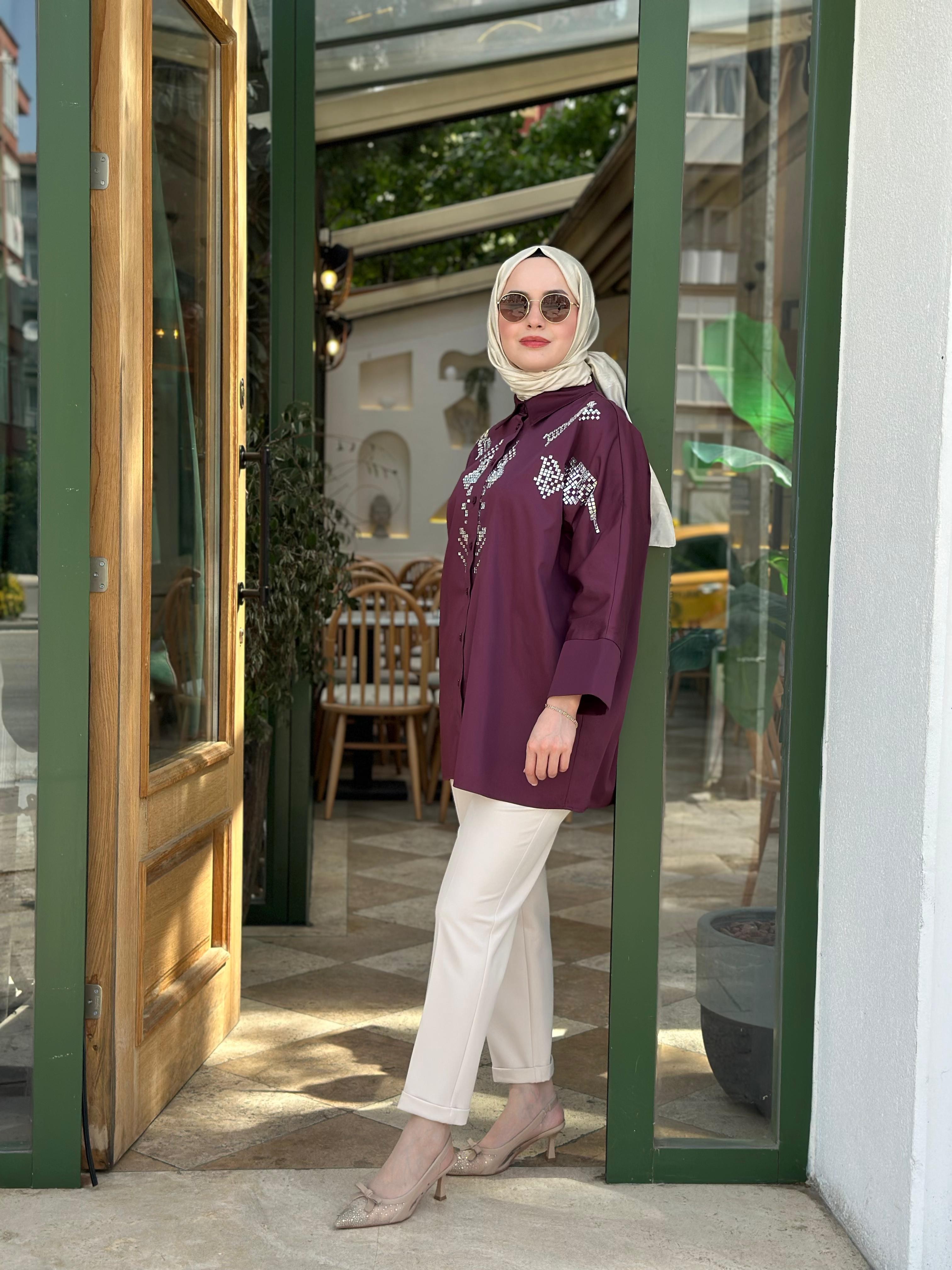 Ghisa 4848 Taş İşlemeli Gömlek