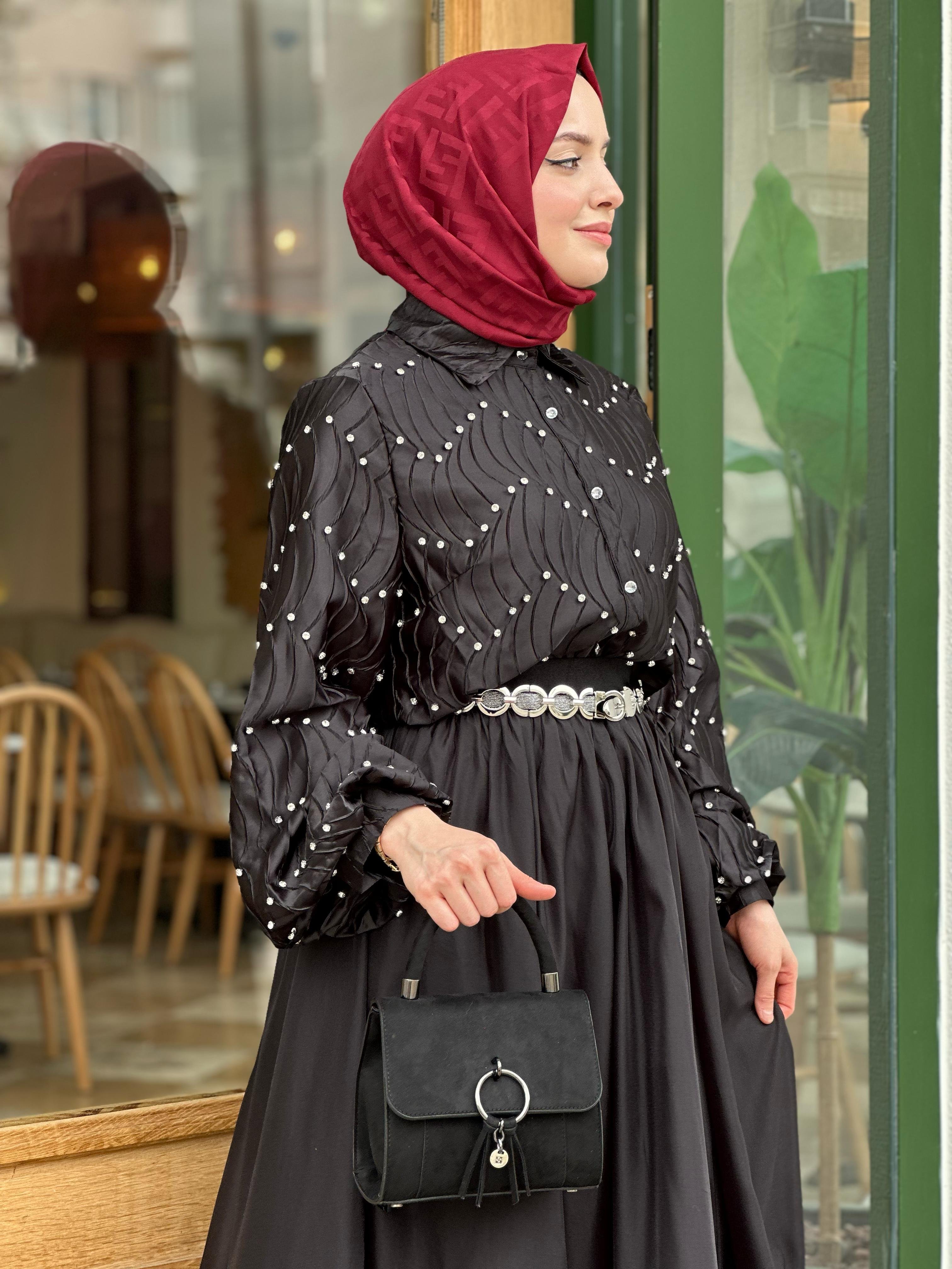 İthal M 29 Taşlı Bluz - Siyah