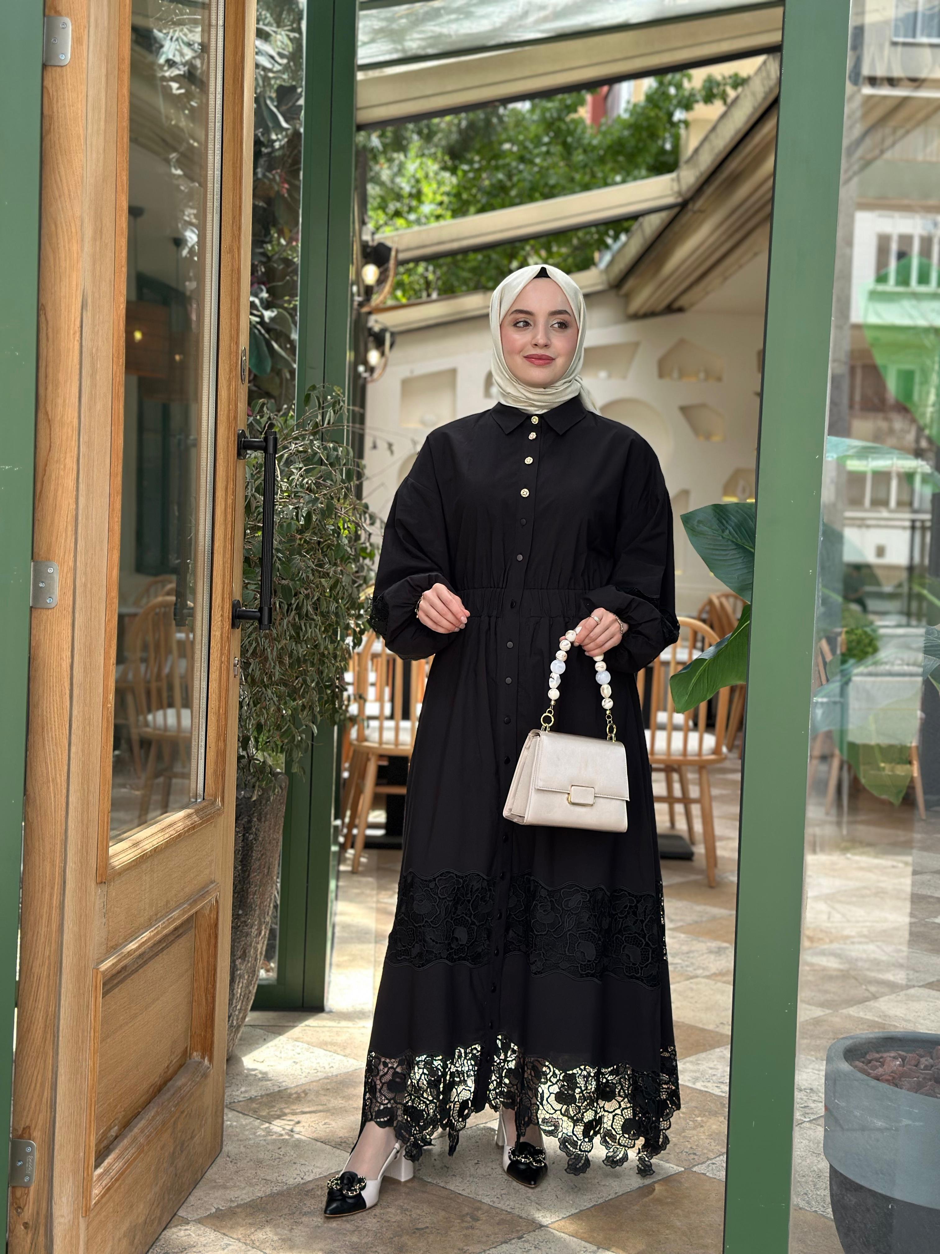 Ghisa 4850 Beli Büzmeli Elbise - Siyah
