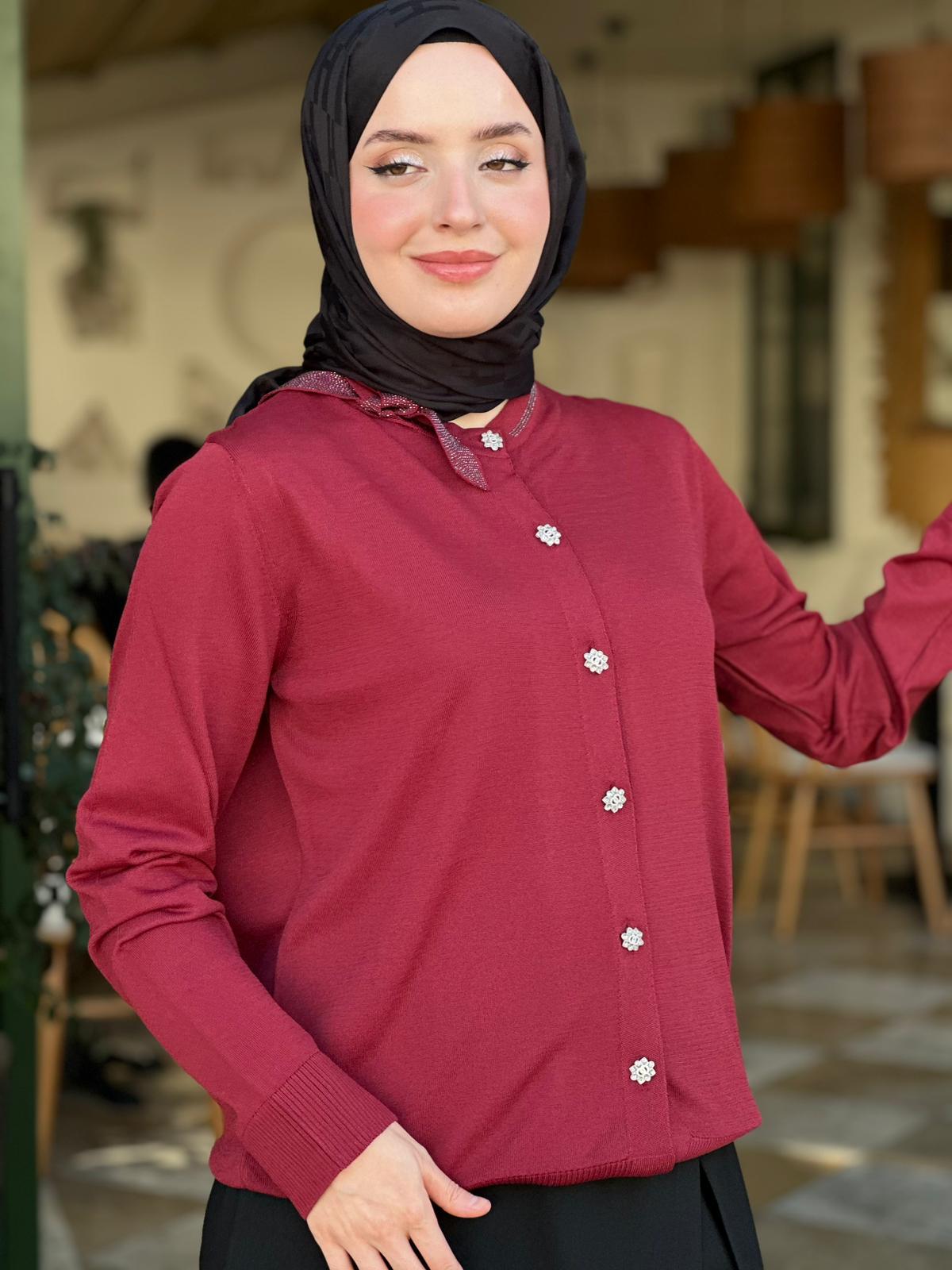 Ghisa 3215 Fiyonk Detaylı Merserize Hırka
