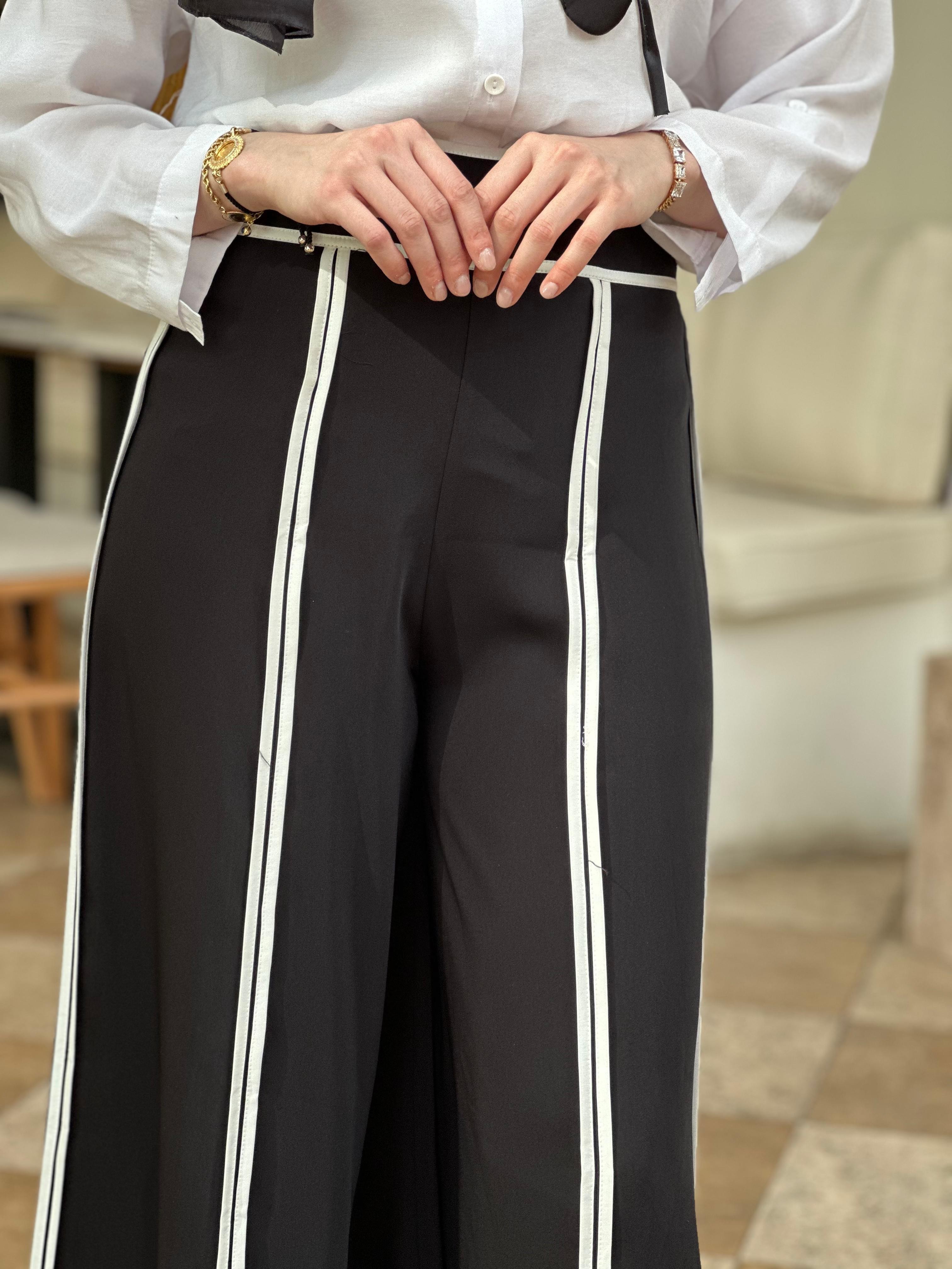 AHİ 6059 Bol Paça Şeritli Pantolon