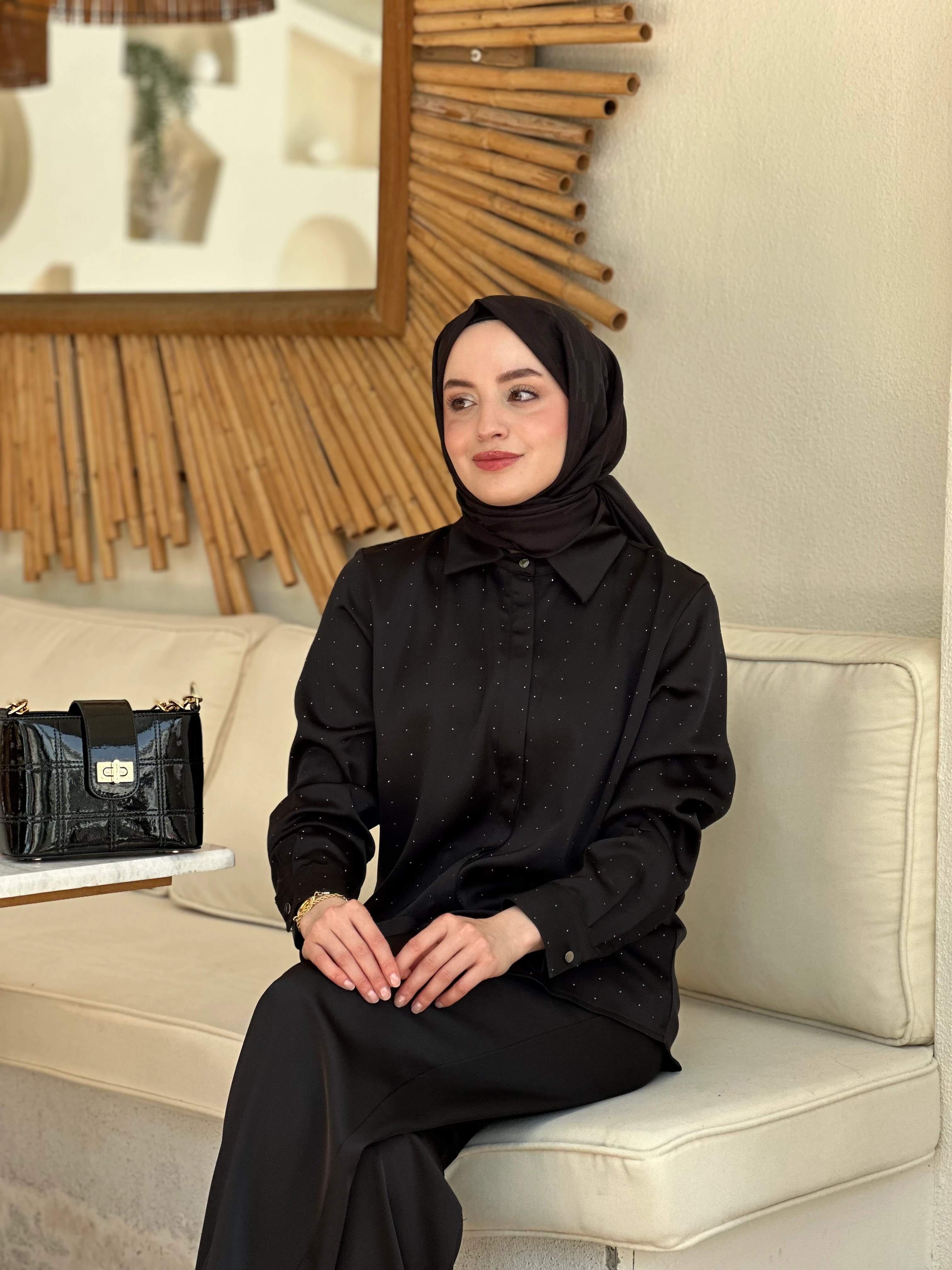 Tığ Triko Saten Taşlı Takım