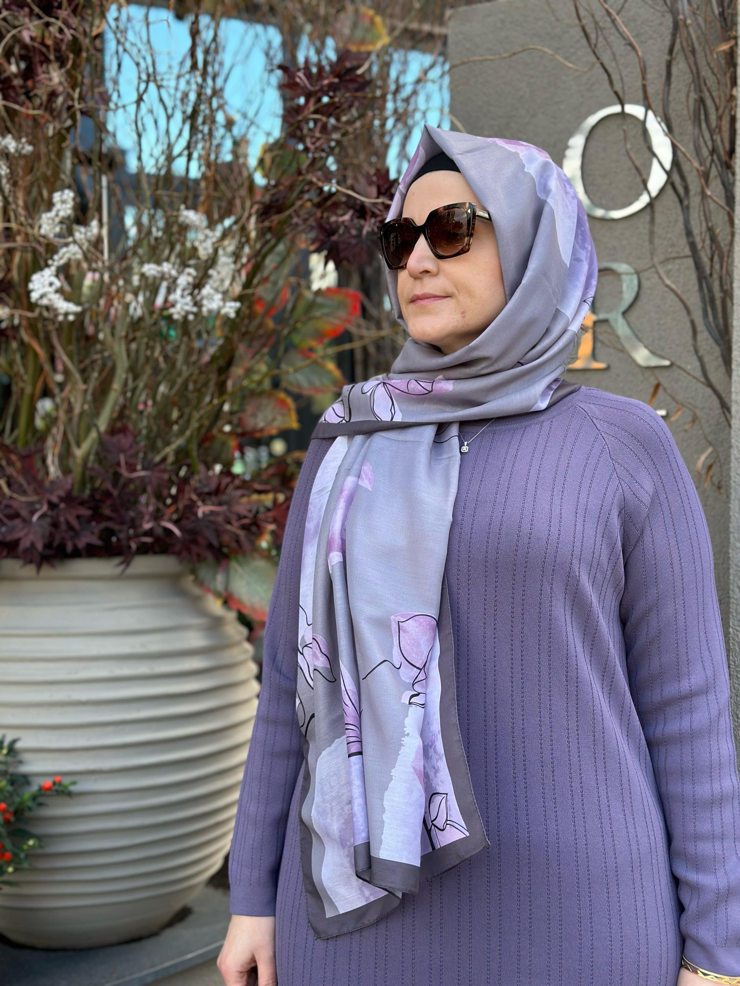 Nuss 1414 Çizgili Triko Uzun Elbise 