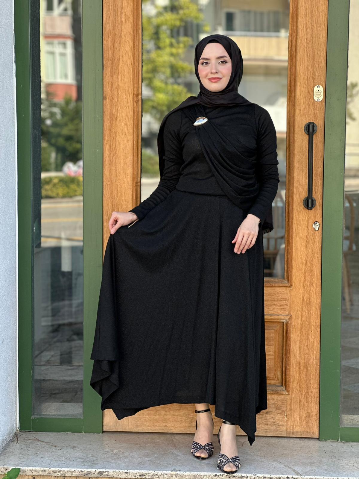 Kahma 17202 Triko Tokalı Etekli Takım