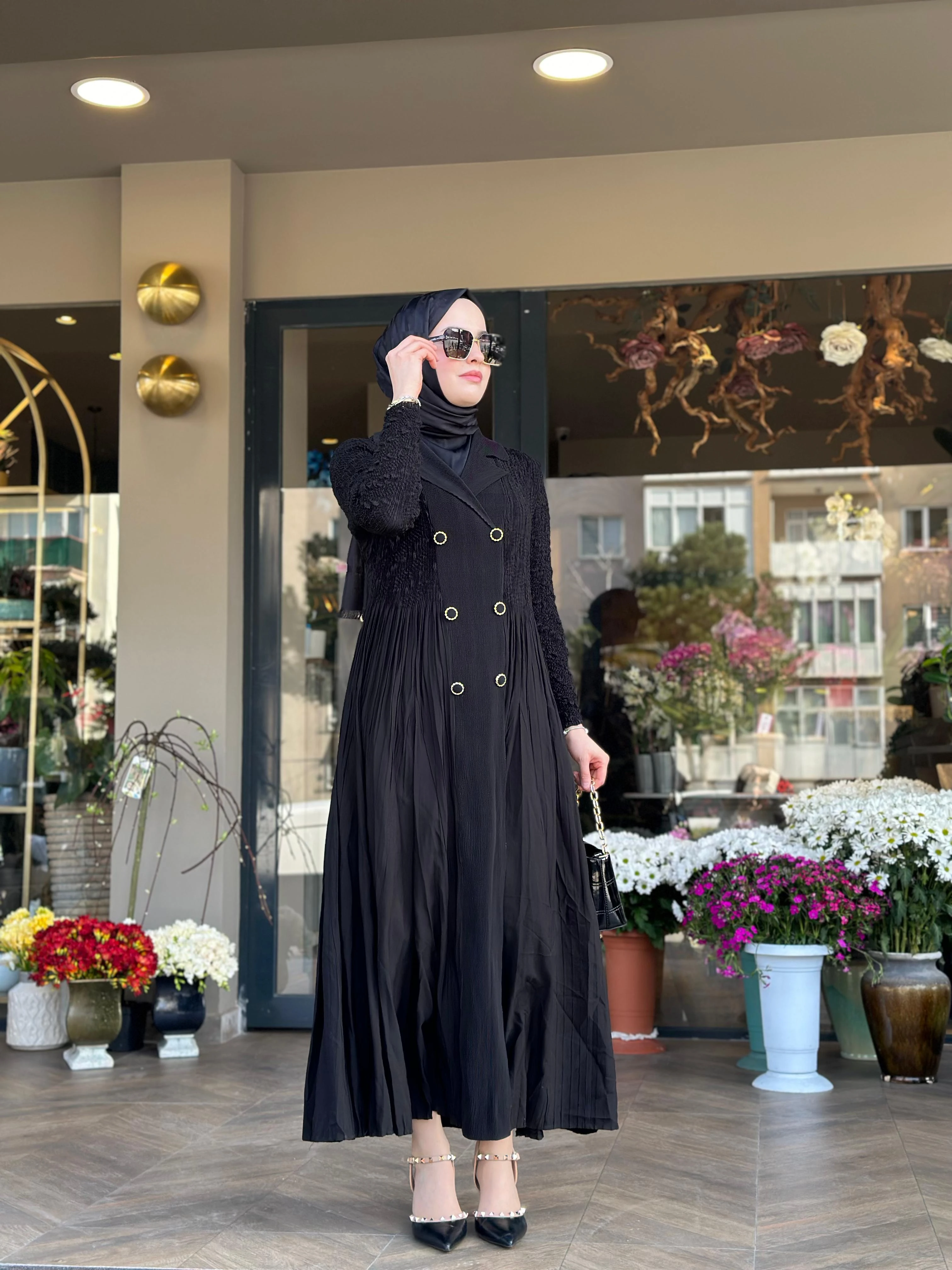 İthal M Düğmeli Elbise