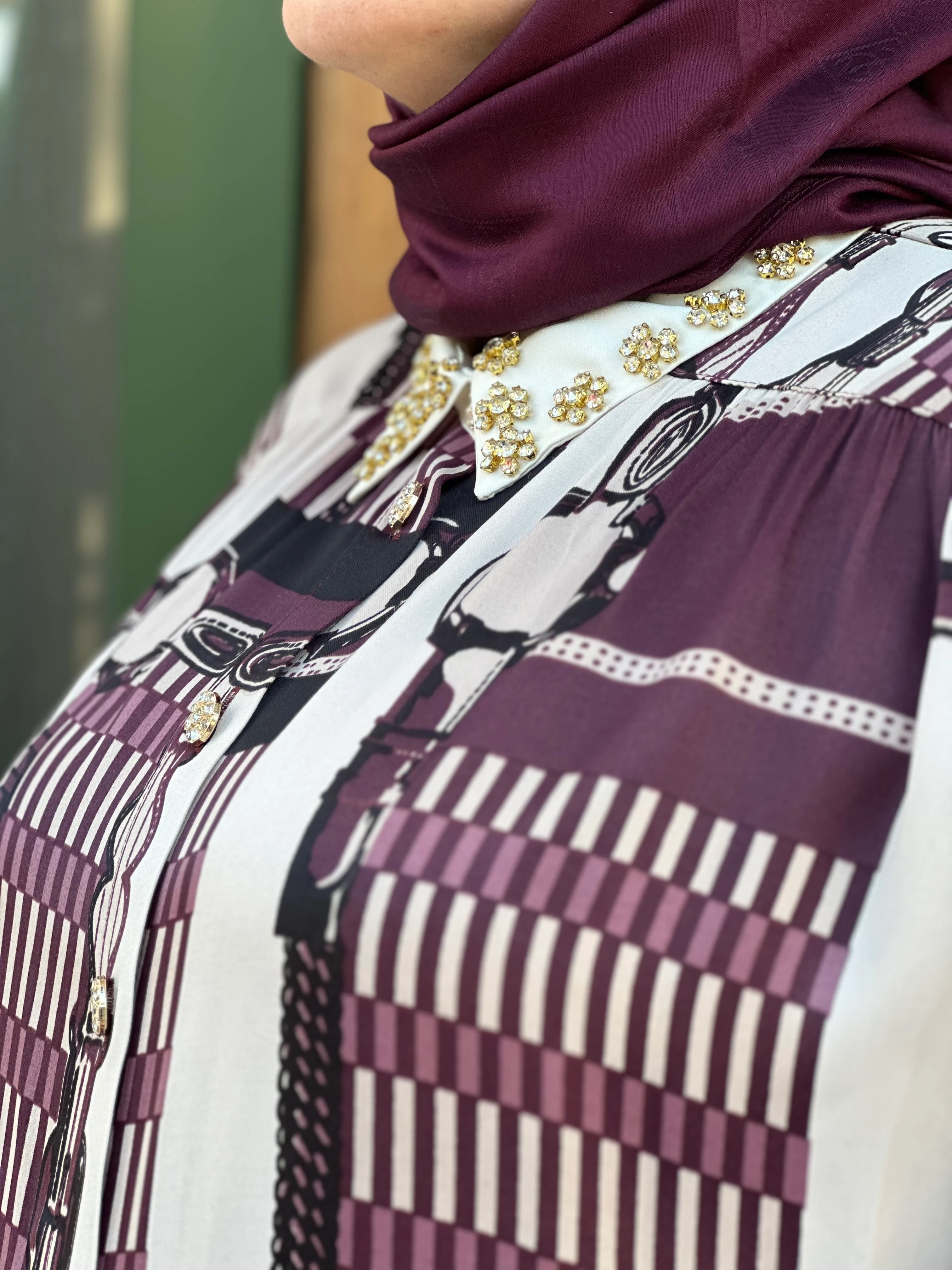 Ghisa İpek Saten Desenli Elbise