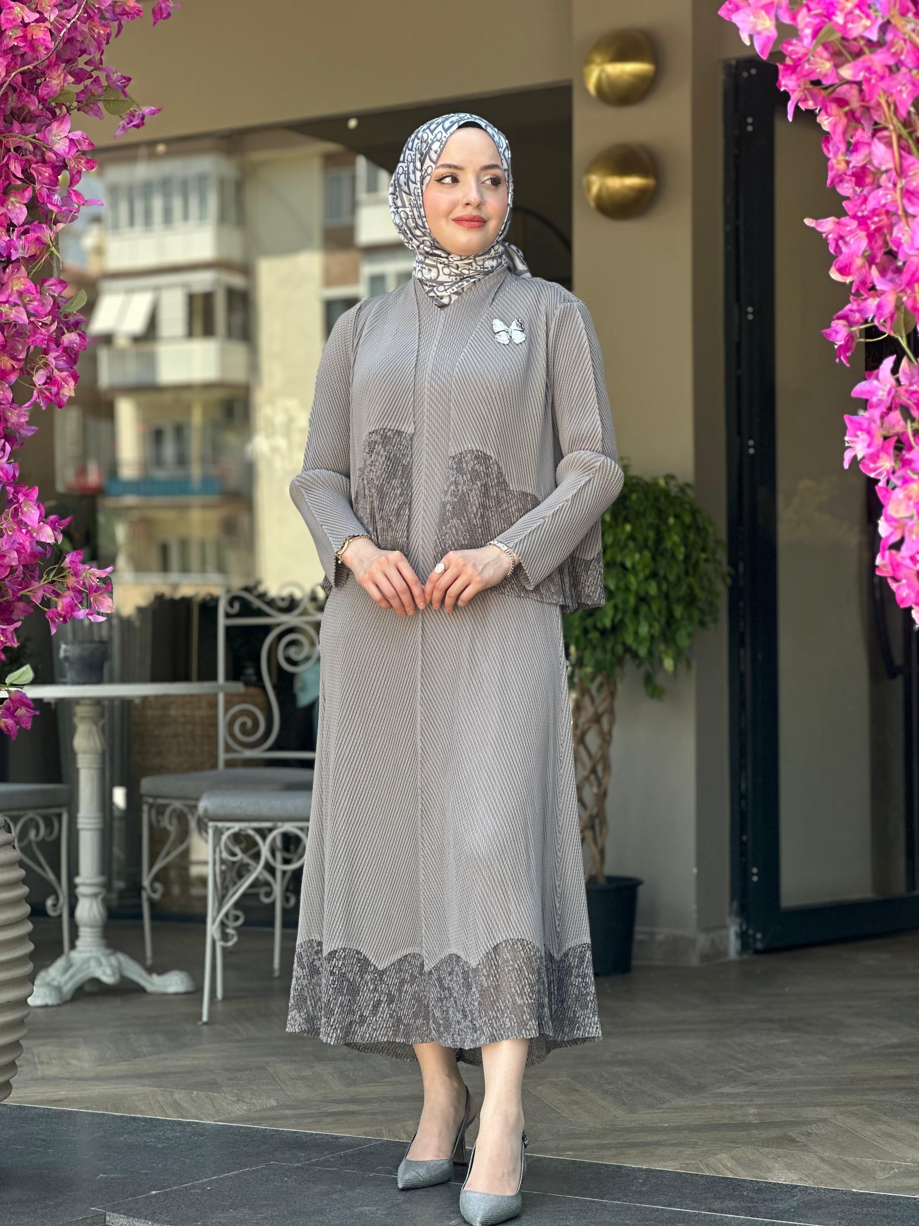 İthal M 45 Ceketli Elbise Takım - Gri