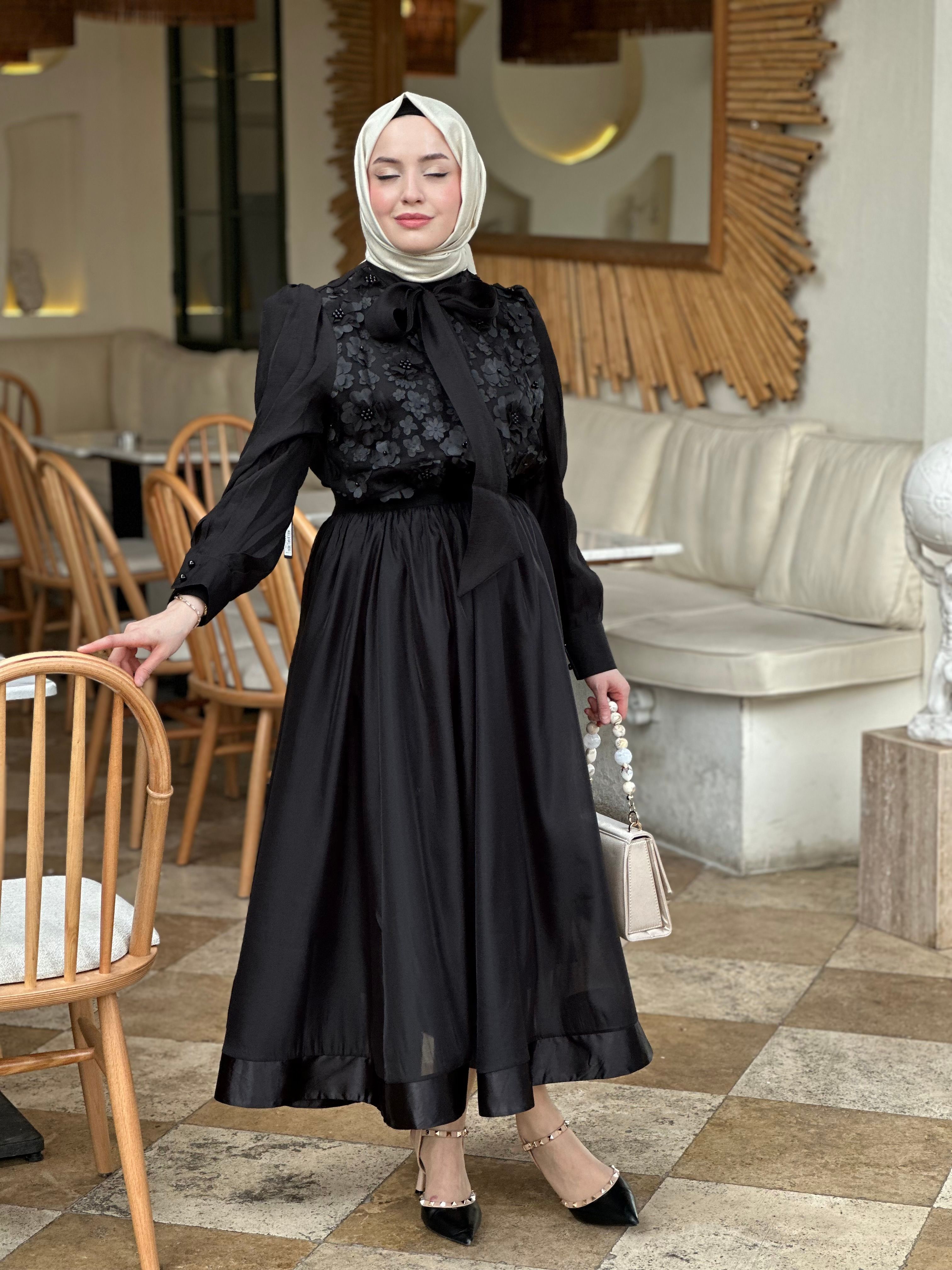 İthal M Organze Etek - Siyah