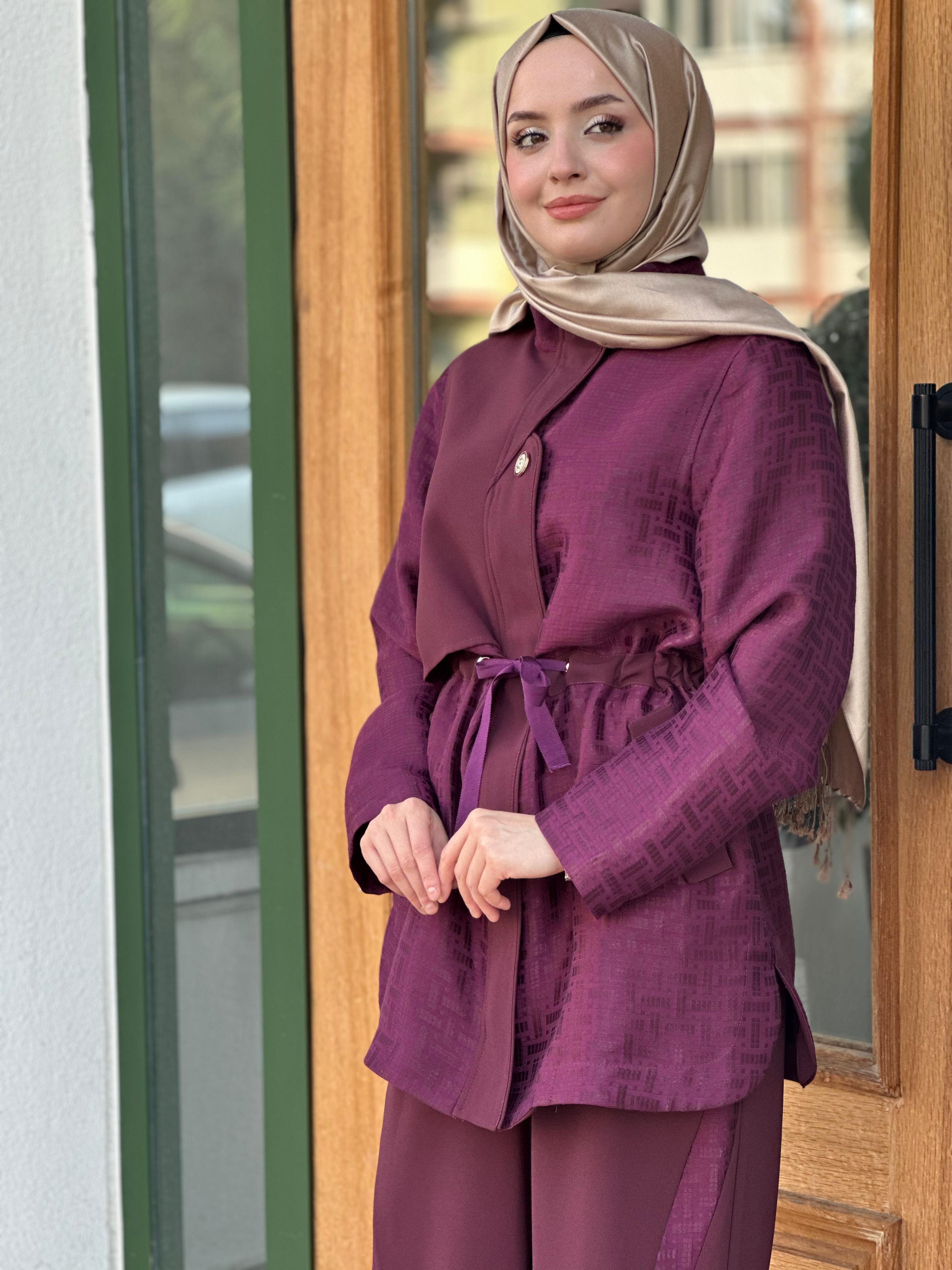 GHISA 3201 JAKAR PANTOLONLU TAKIM  - Mürdüm