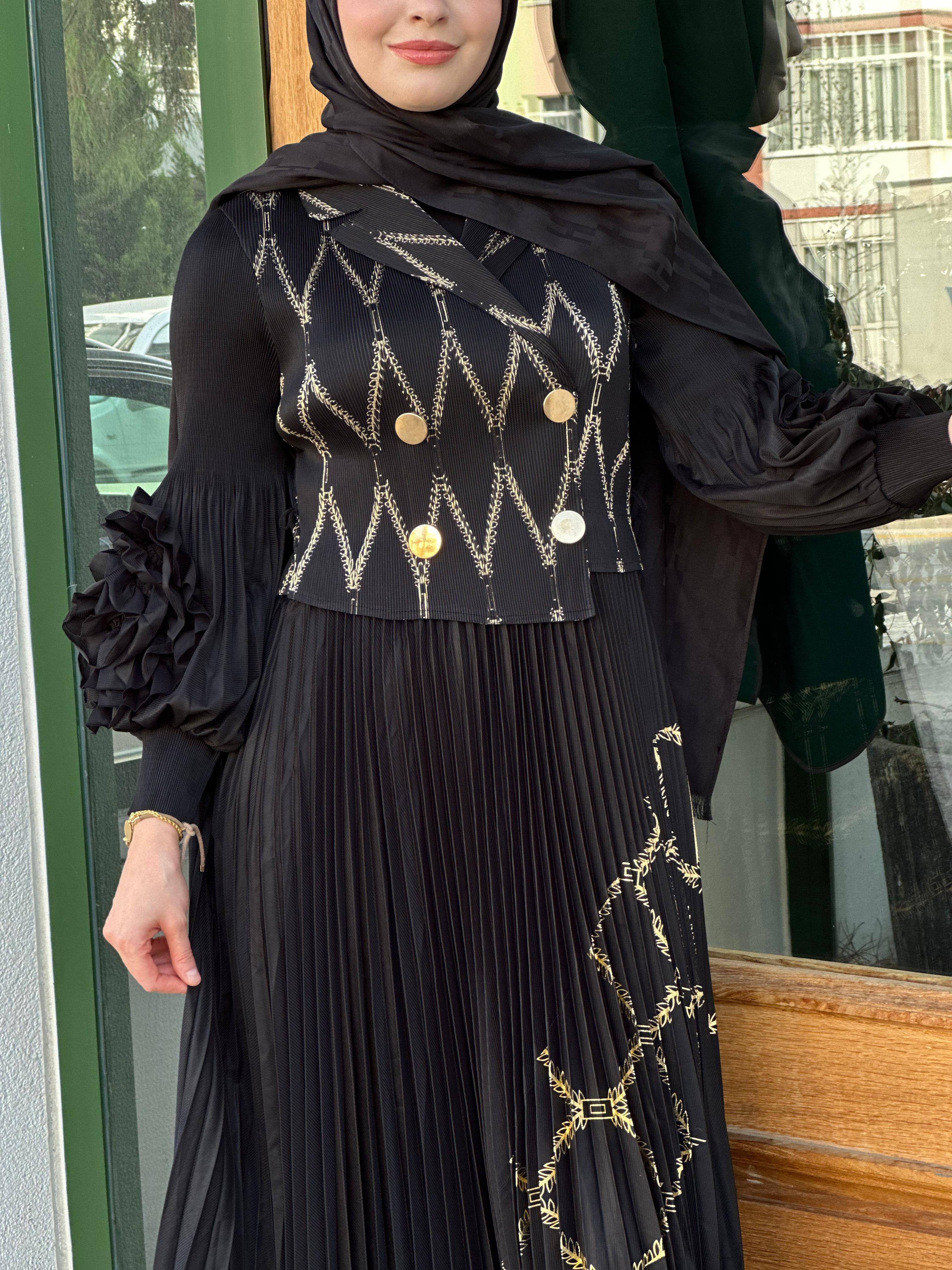 İTHAL M 54 GOLD DÜĞMELİ ELBİSE 