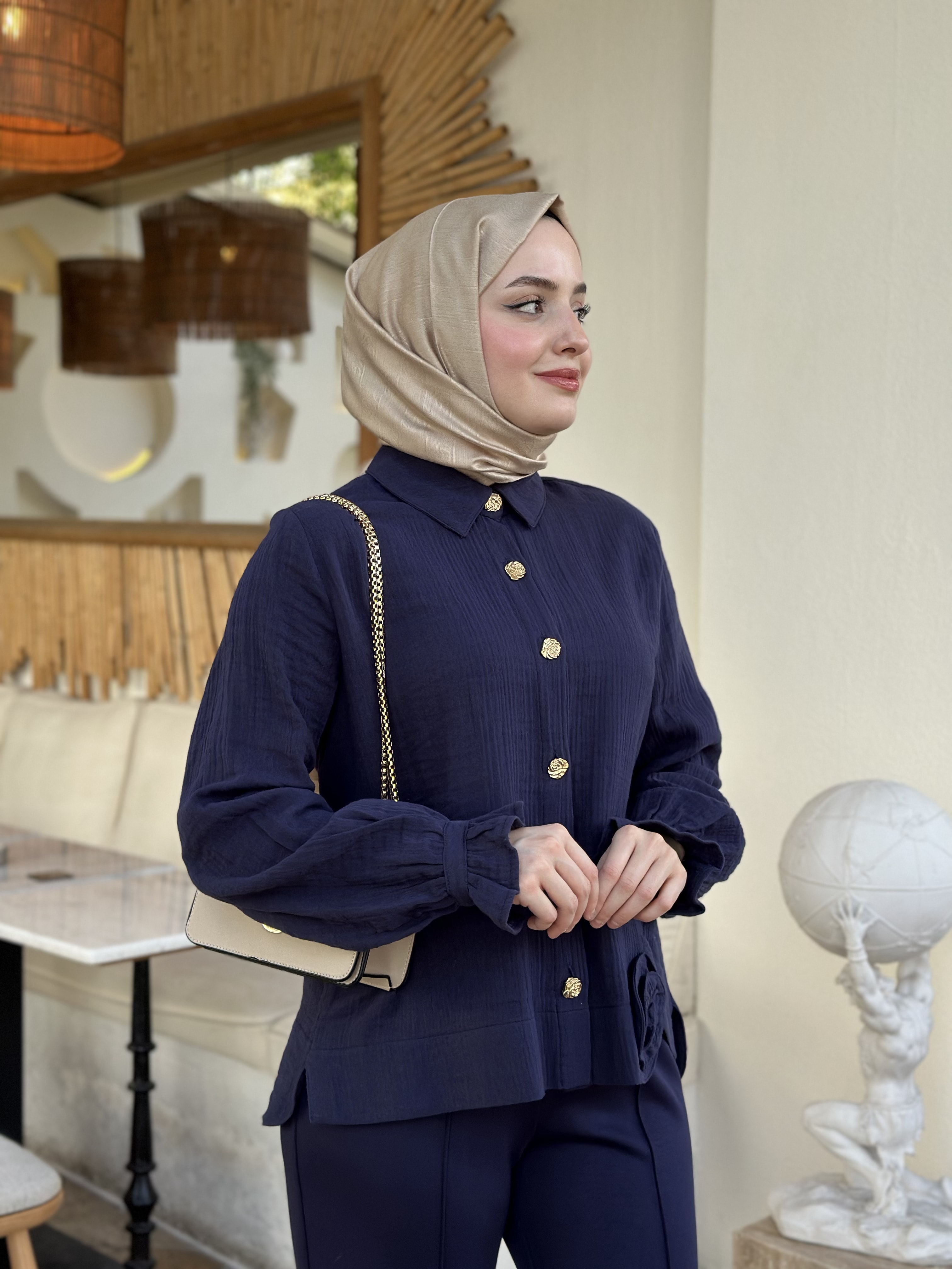 Niliwi 4036 Müslin Güllü Gömlek  - Laci