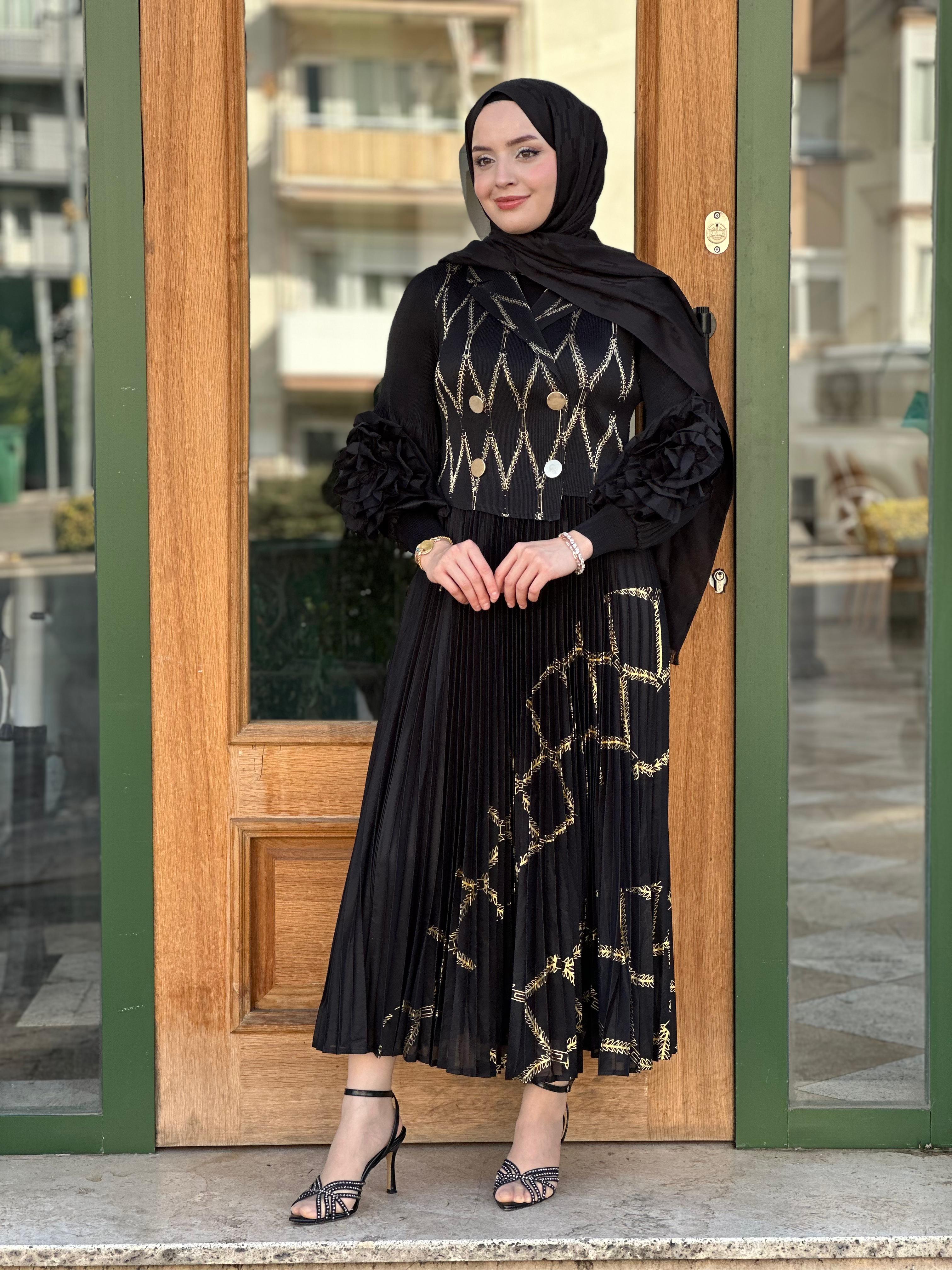 İTHAL M 54 GOLD DÜĞMELİ ELBİSE 