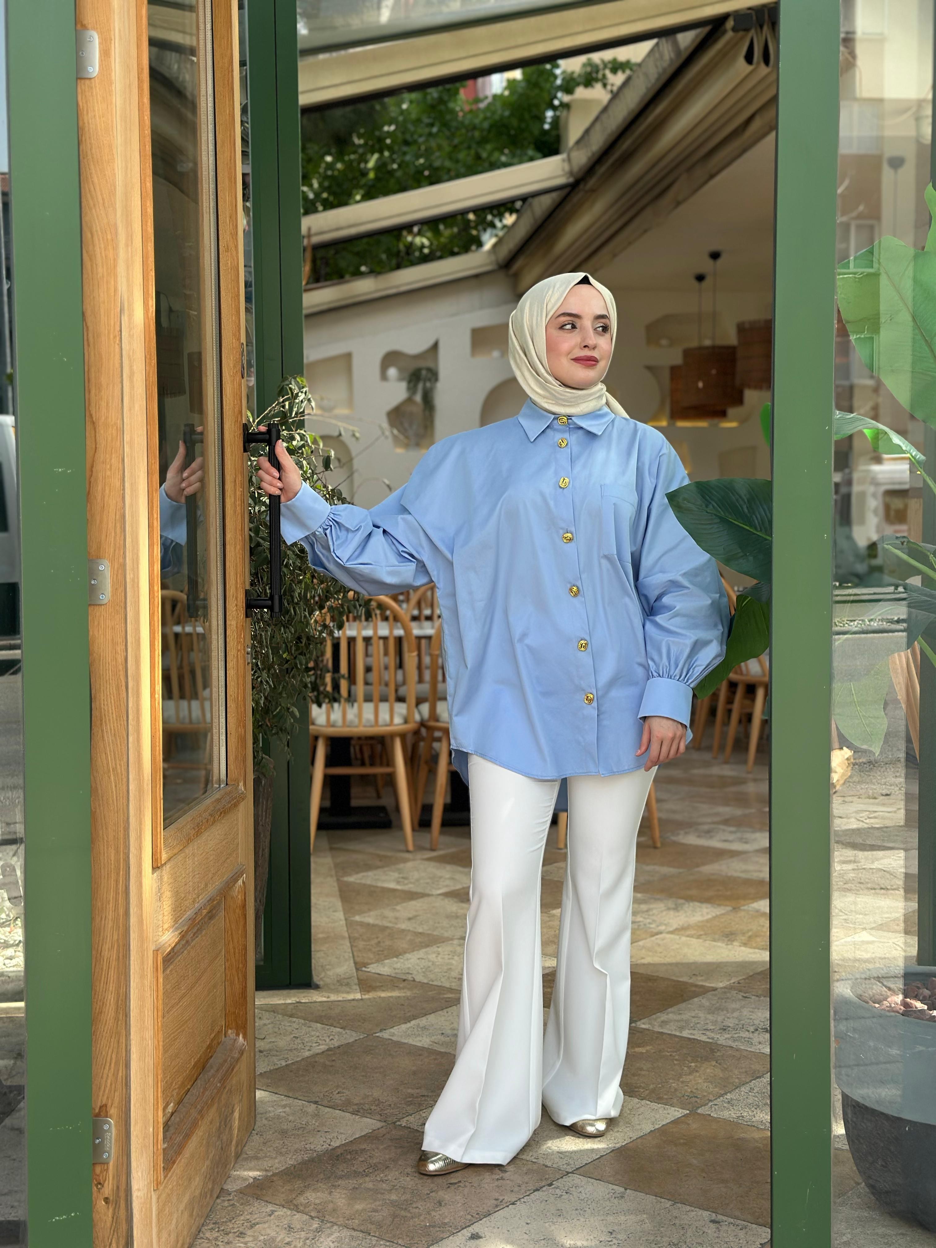 Ghisa 4009	Gömlek Tunik - Açık Mavi