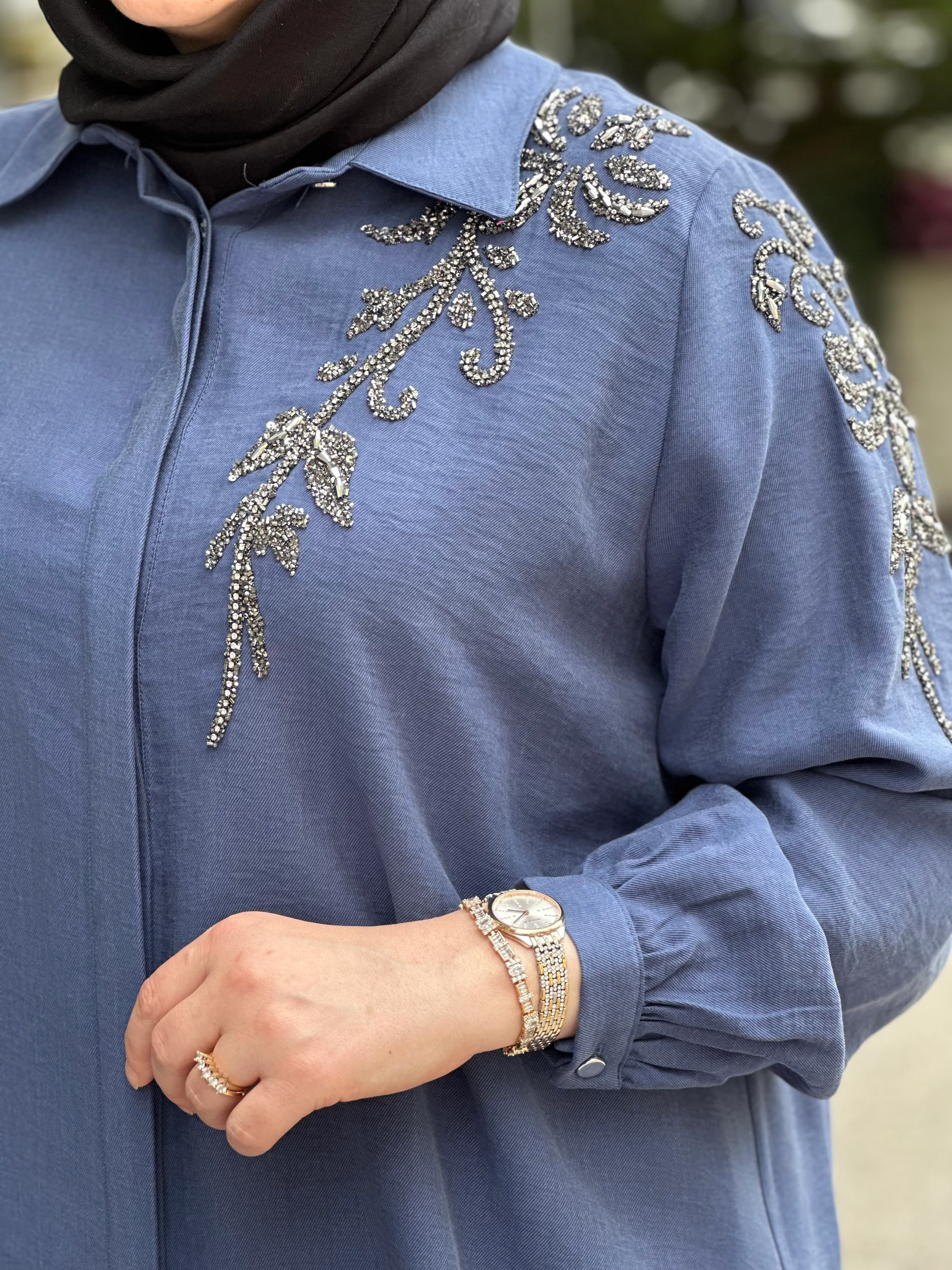 Meva Plus 72 Taşlı Büyük Beden Gömlek - Laci