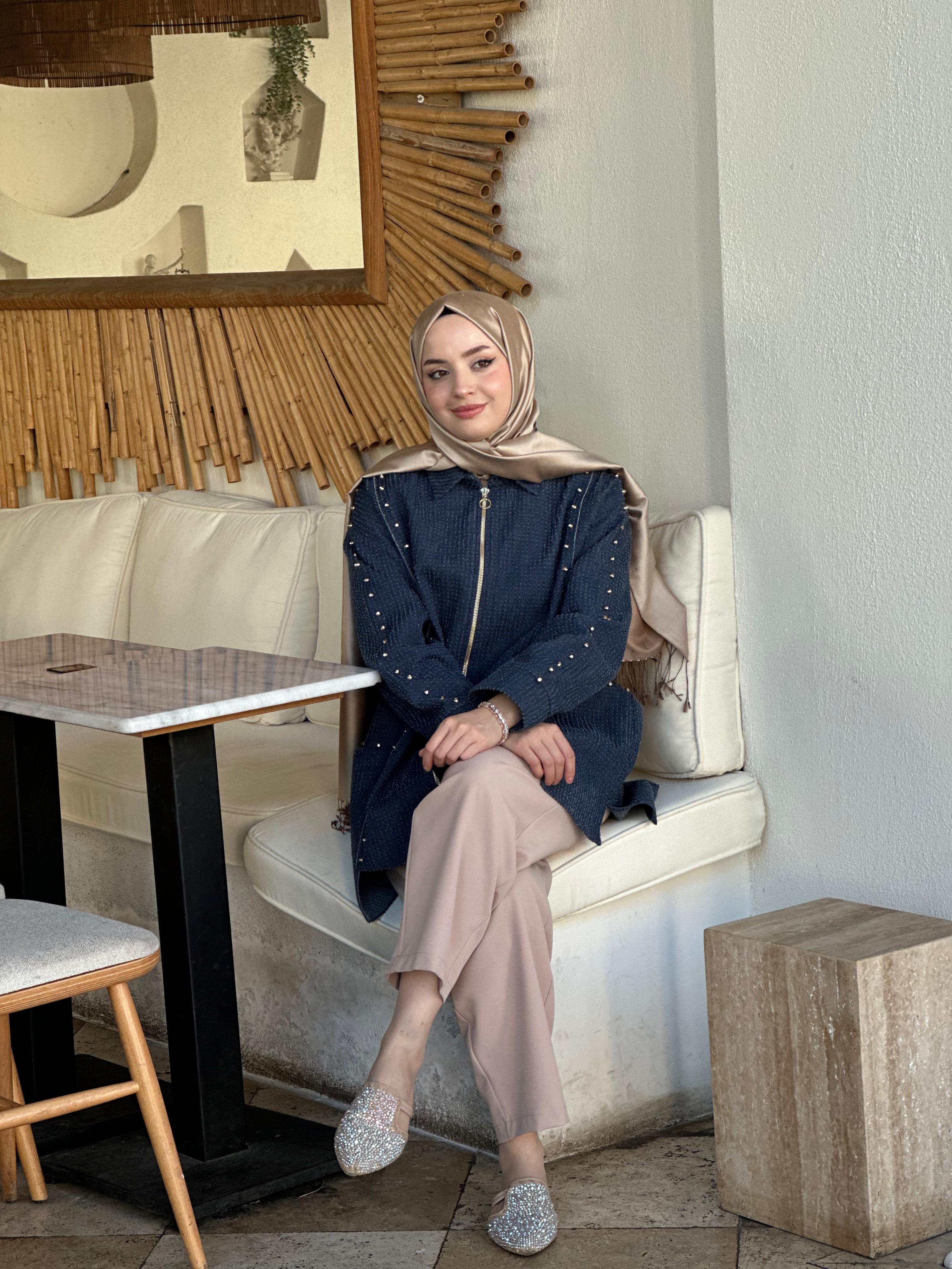 Ghisa 3149 Zımba Detaylı Kot Ceket