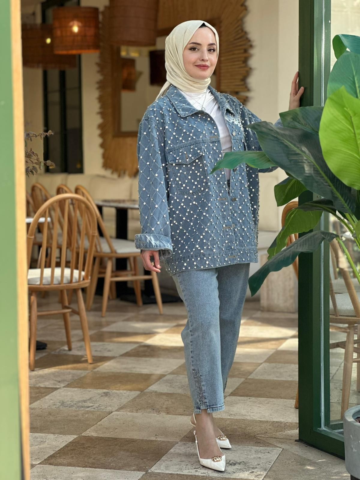 İthal M Taşlı Kot Ceket