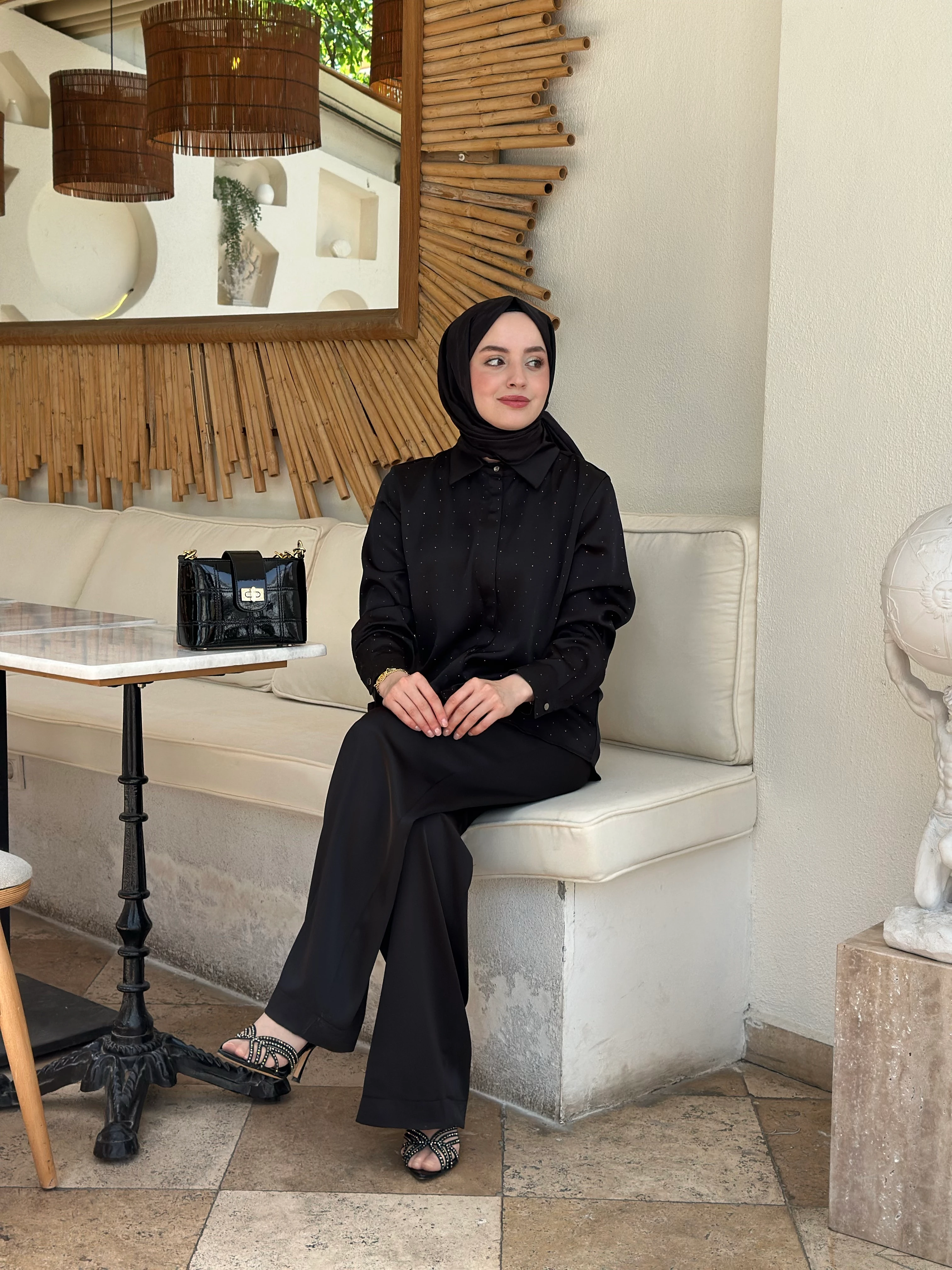 Tığ Triko Saten Taşlı Takım