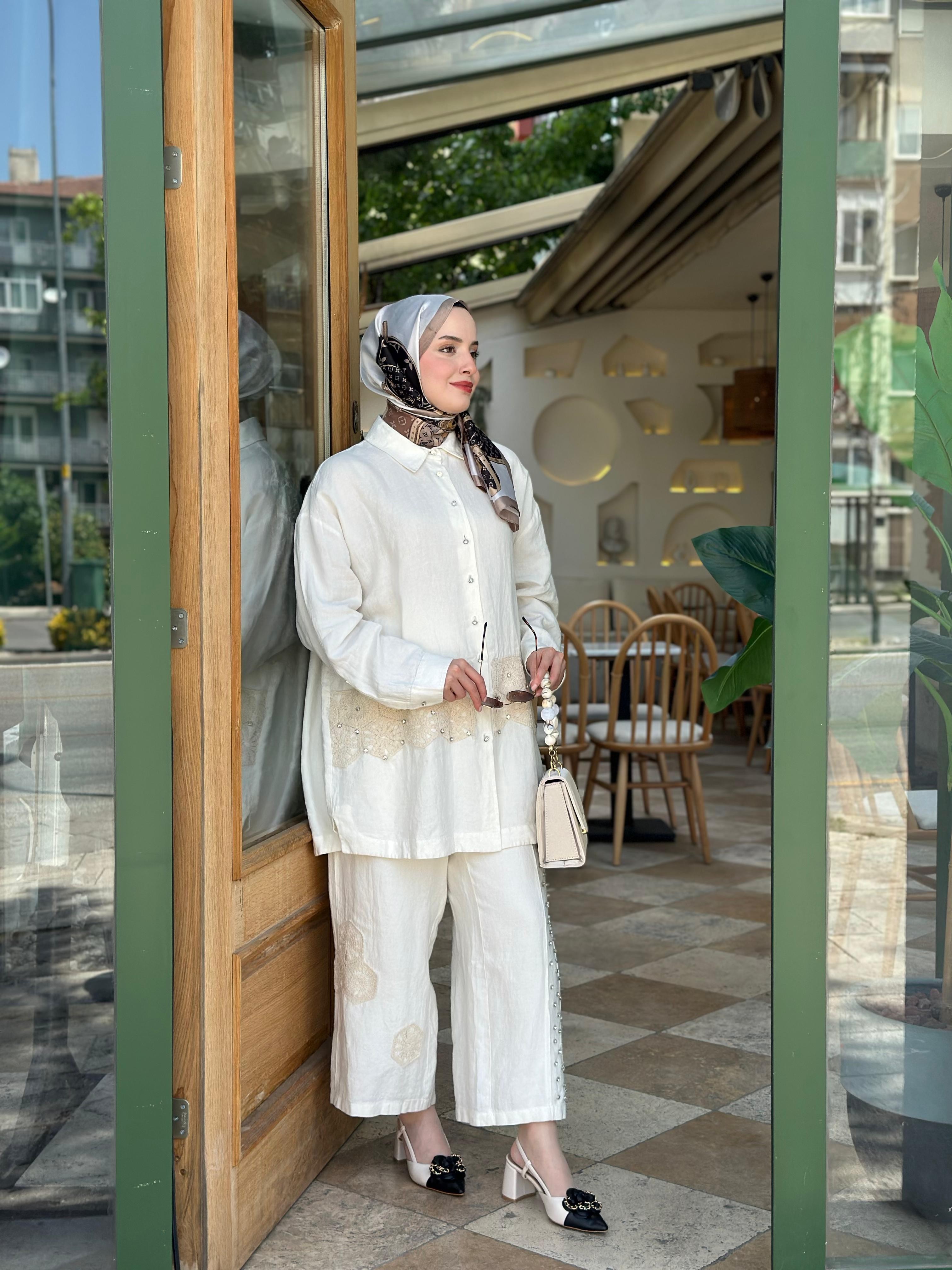 Ghisa 4699 Keten Dantelli Takım
