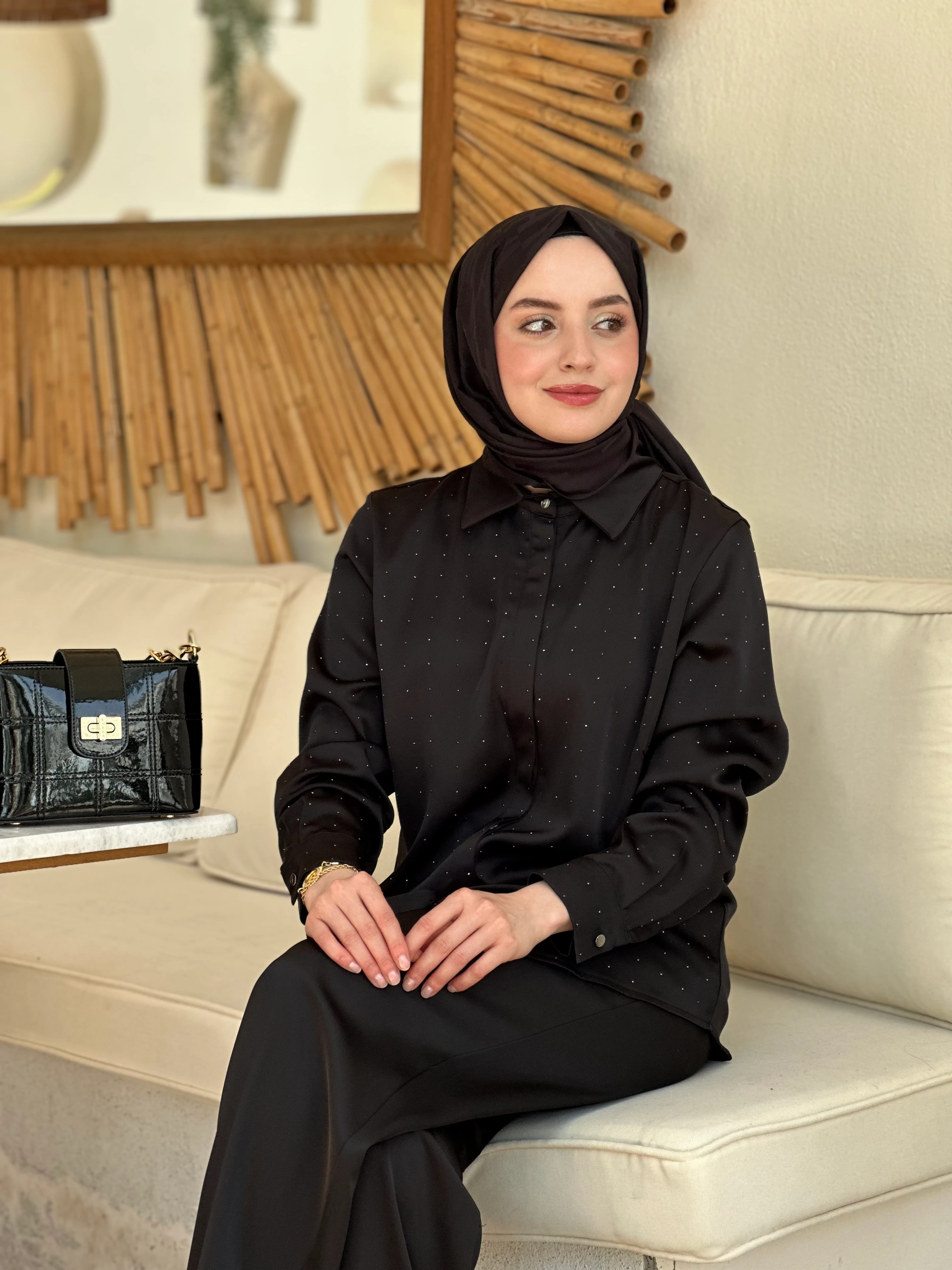 Tığ Triko Saten Taşlı Takım