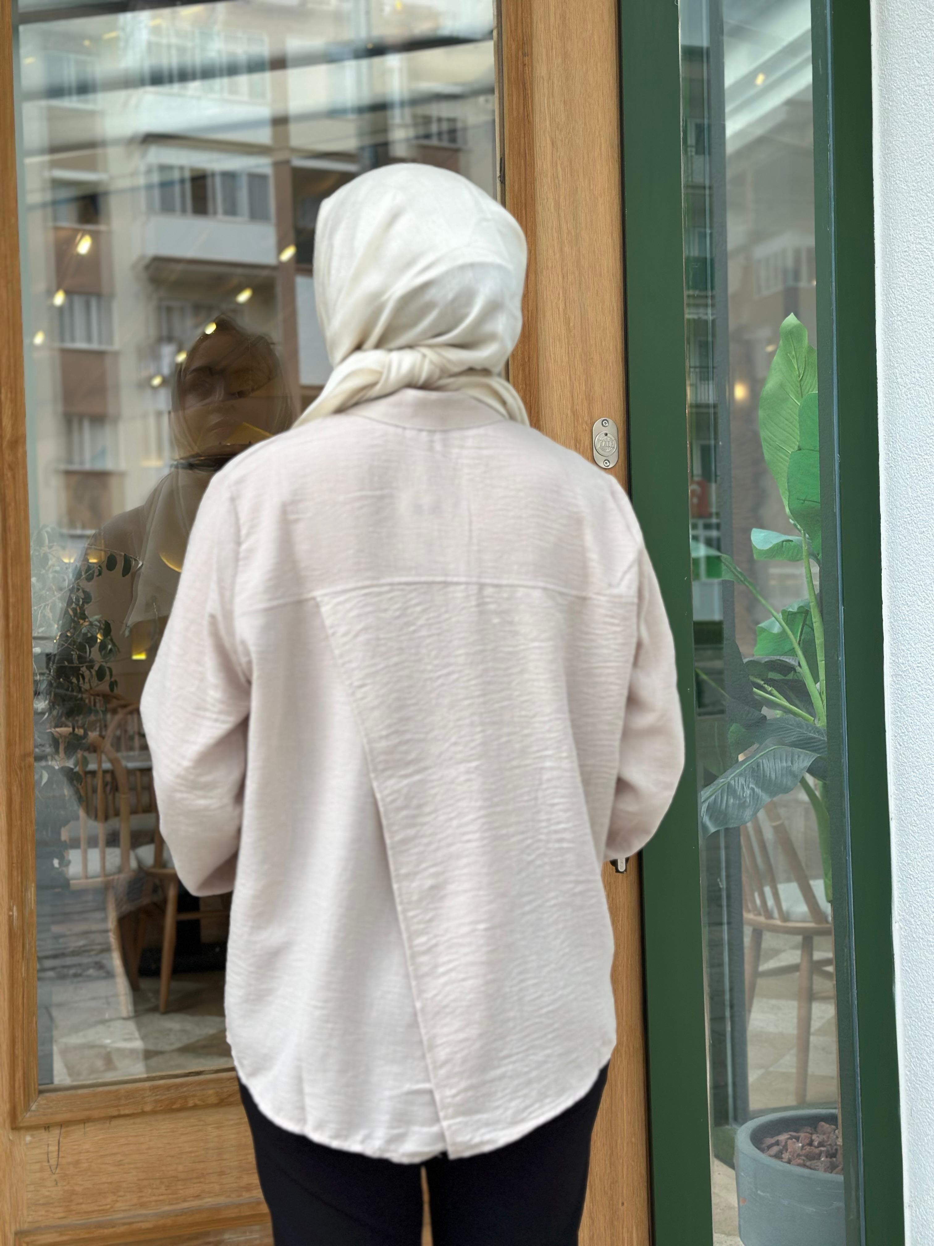 Niliwi 4022 Arkası Çapraz Keten Gömlek
