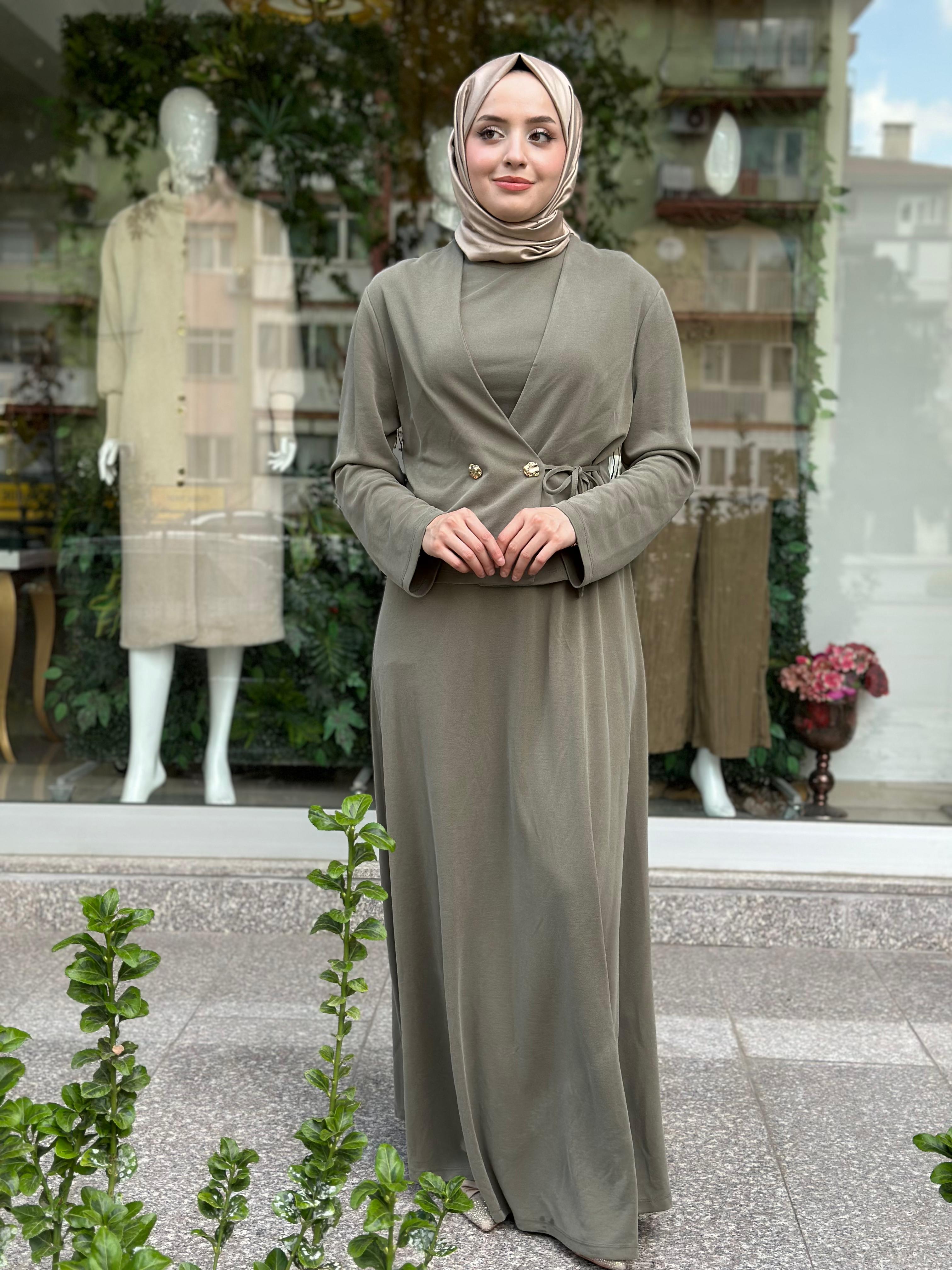 İkoll 16840 Bağlama Ceketli Elbise