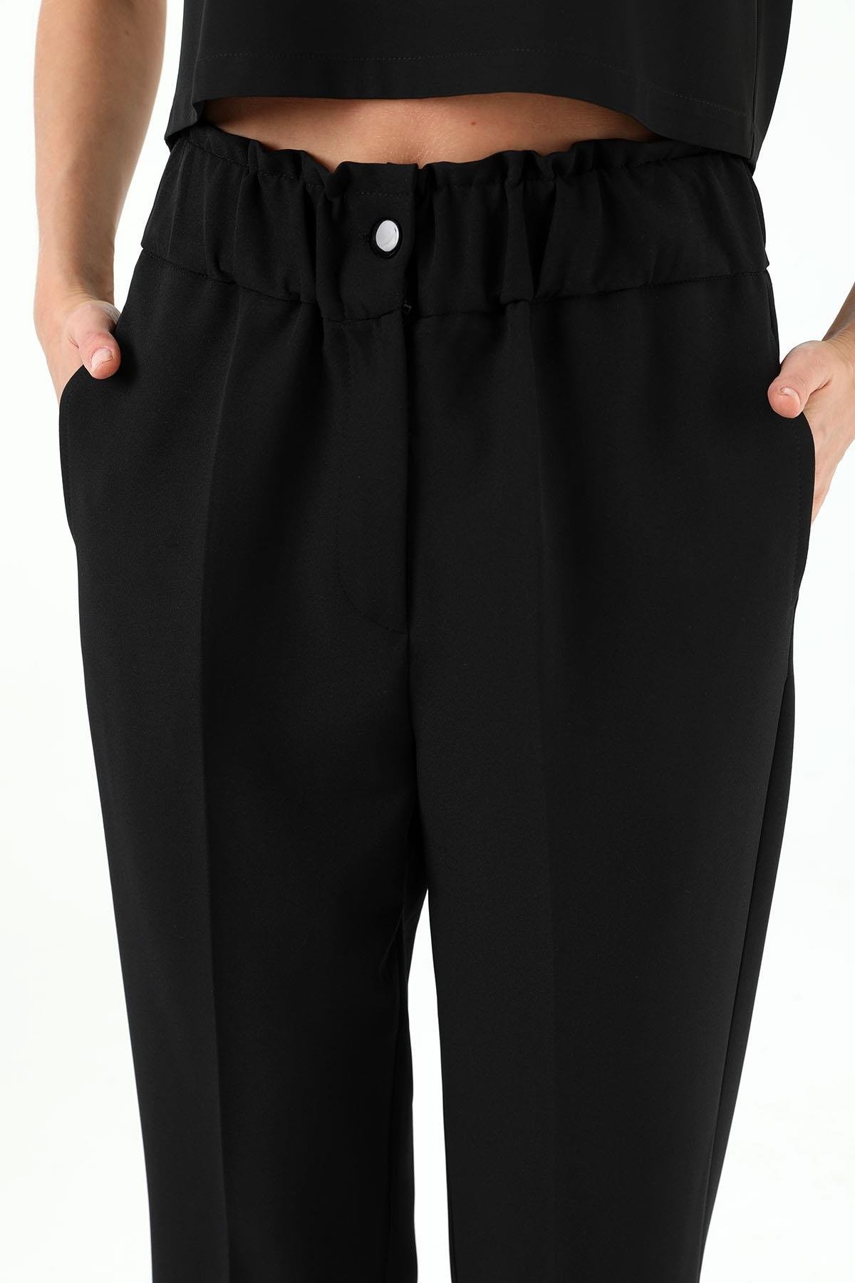 Sentez 5514 Beli Lastikli İnce Duble Paça Pantolon