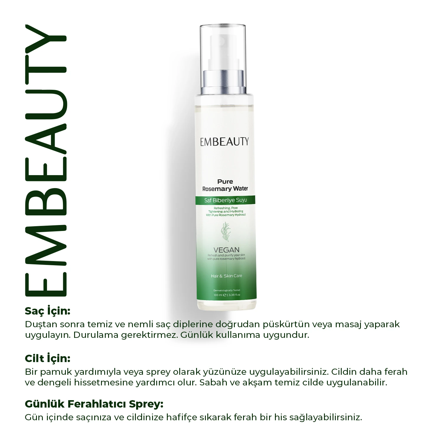 Biberiye Suyu Dökülme Karşıtı Ve Hızlı Saç Uzatma Etkili Saç Toniği %100 Doğal Ve Saf