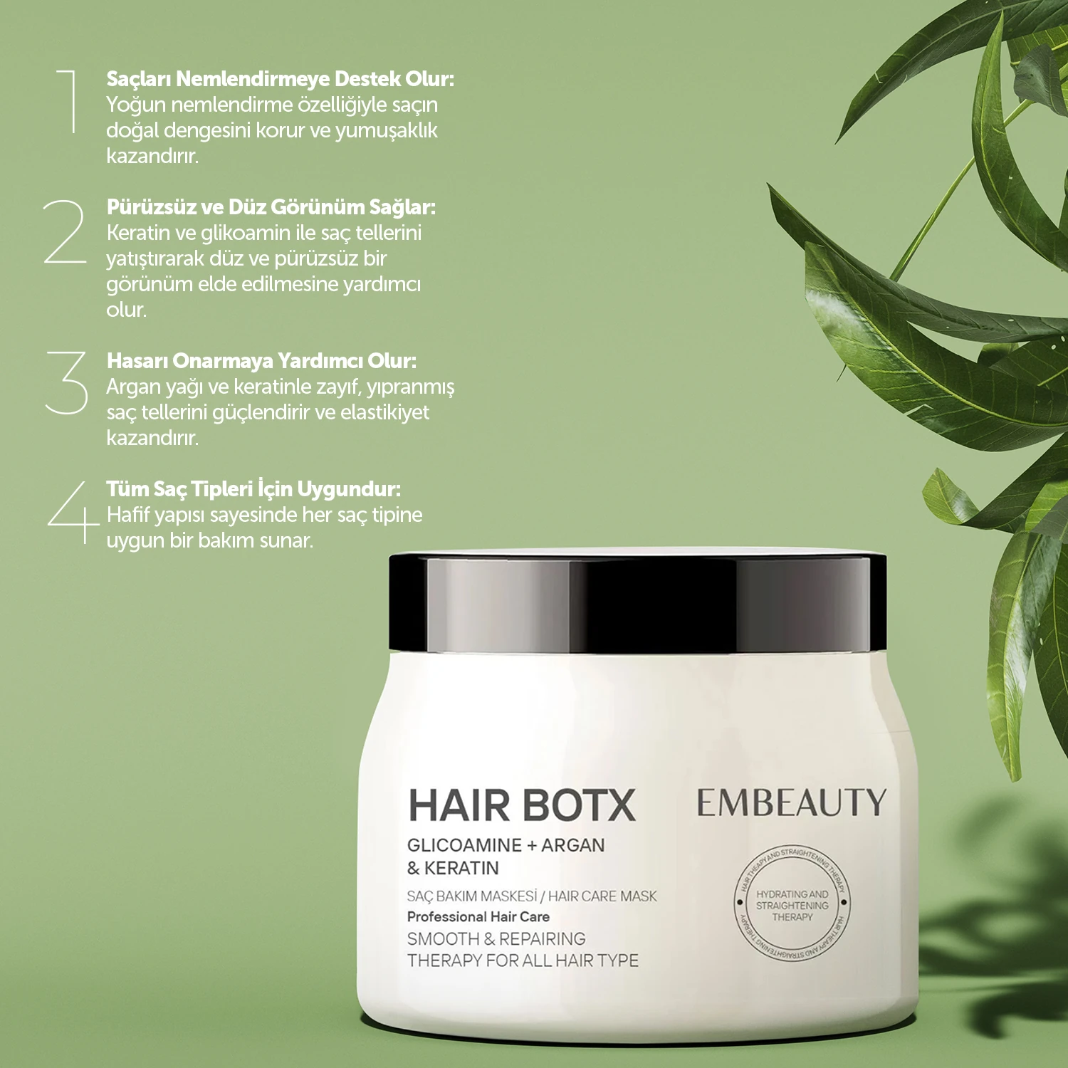 Besleyici Onarıcı Keratin Botoks Etkili Yoğun Saç Bakım Maskesi 500 ml