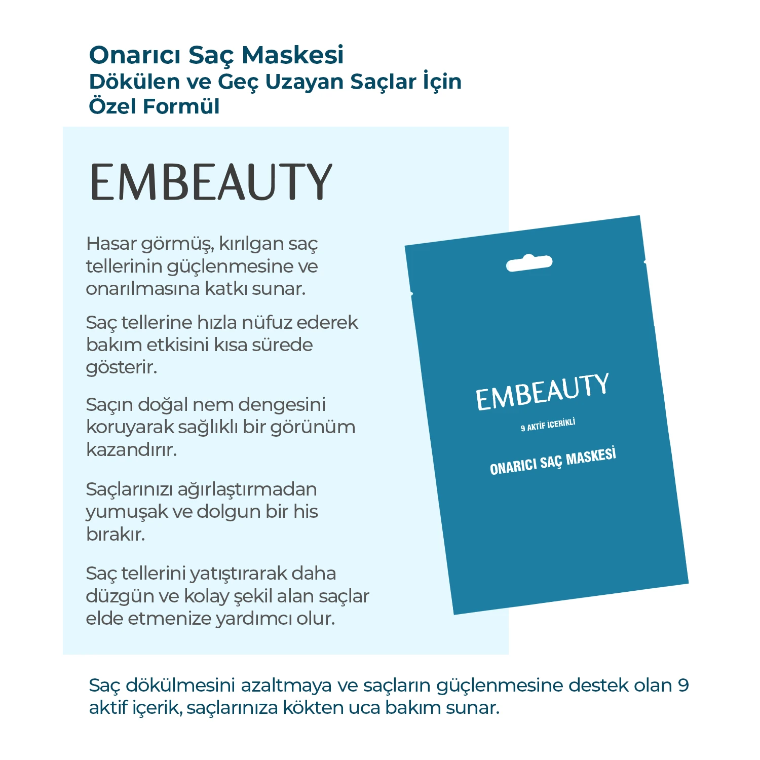 9 Aktifli Aşırı Yıpranmış Ve Dökülen Saçlar Için Hızlı Saç Uzatan Besleyici Onarıcı Saç Maskesi