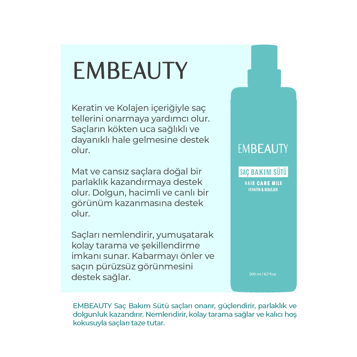 Besleyici Keratin Kolajen Saç Bakım Sütü