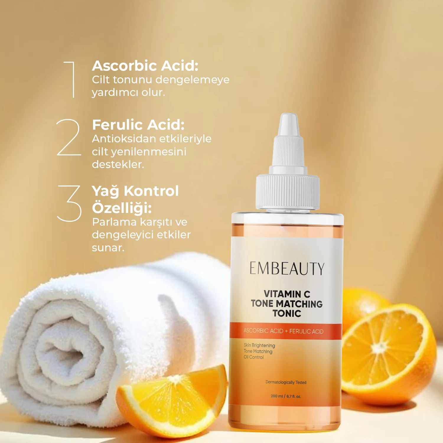 Ton Eşitleyici C Vitamini Aydınlatıcı Ferulic Acid Tonik 200 ml