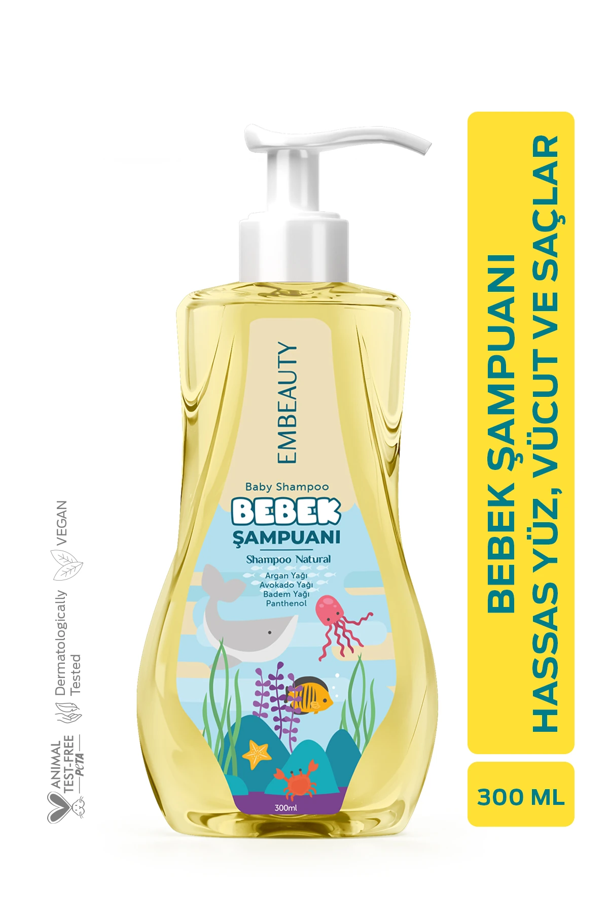 Doğal Avokado Yağlı Bebek Ve Çocuk Şampuanı Göz Yakmayan Özel Formül 300 ml
