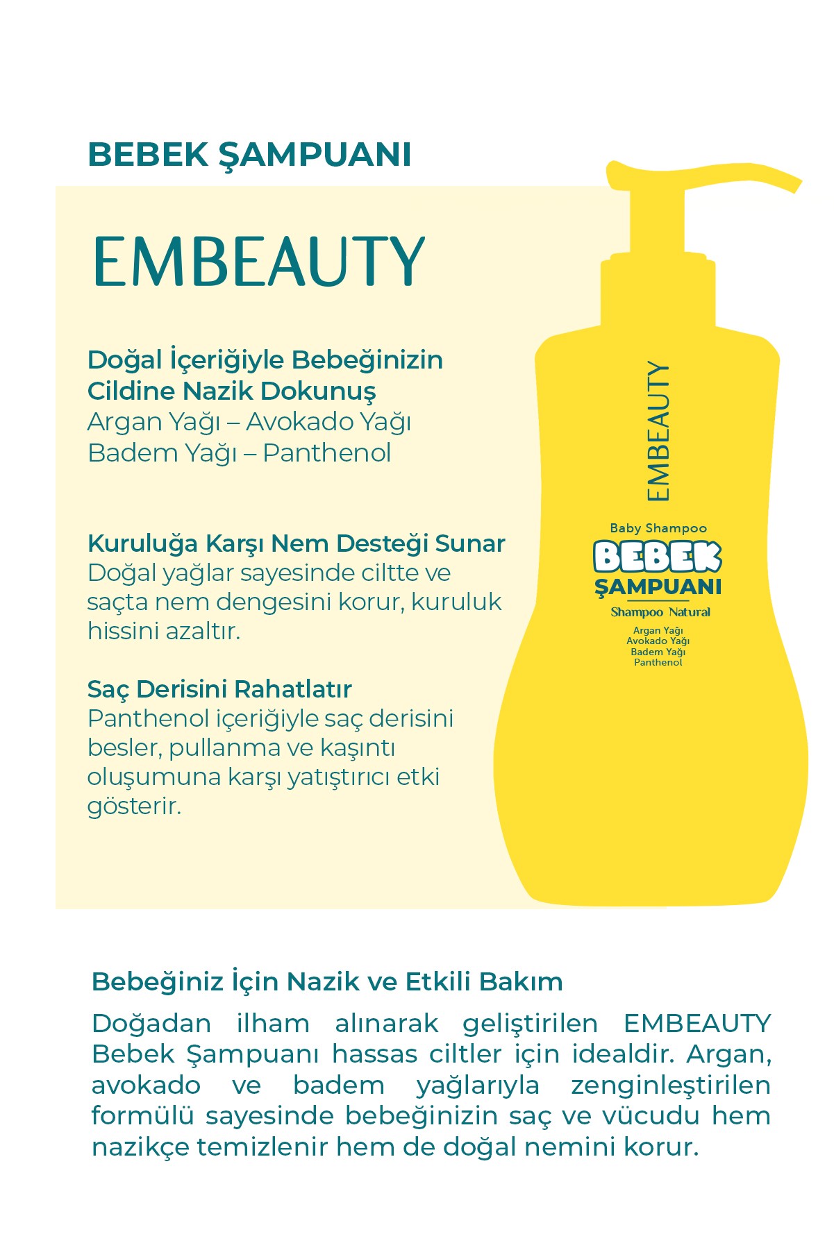 Doğal Avokado Yağlı Bebek Ve Çocuk Şampuanı Göz Yakmayan Özel Formül 300 ml