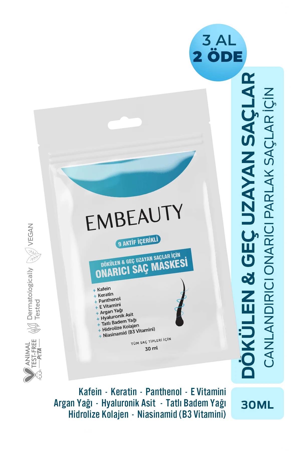 9 Aktifli Aşırı Yıpranmış Ve Dökülen Saçlar Için Hızlı Saç Uzatan Besleyici Onarıcı Saç Maskesi